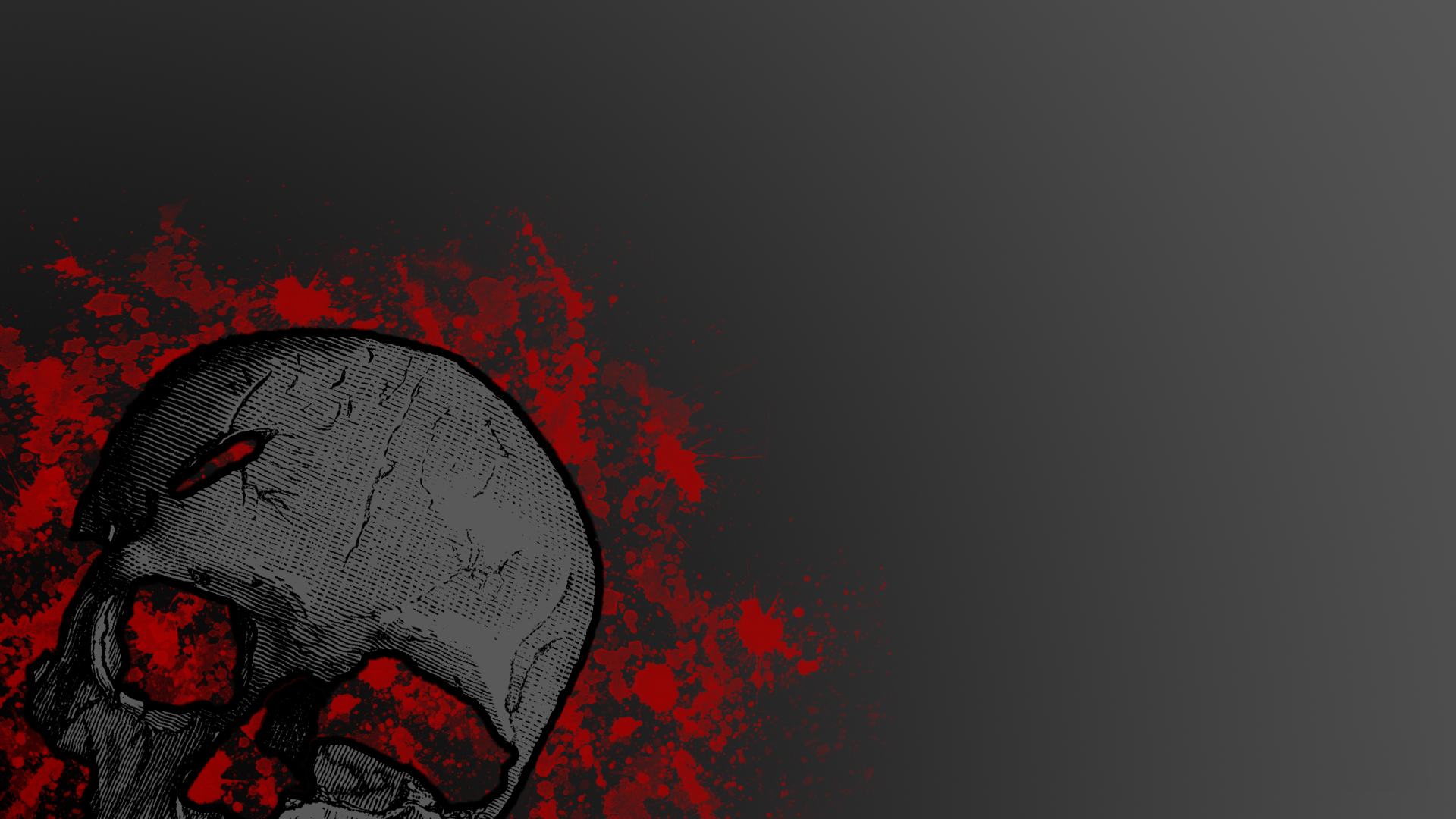 Fire skull on a gray background Desktop wallpaper 1366x768