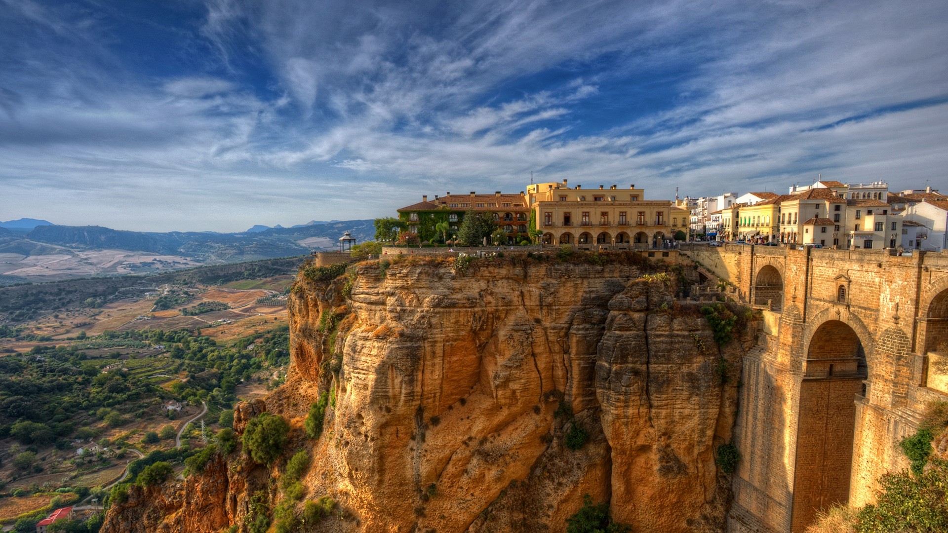 View of Parador of Ronda and its new bridge, Spain. Windows Spotlight Image