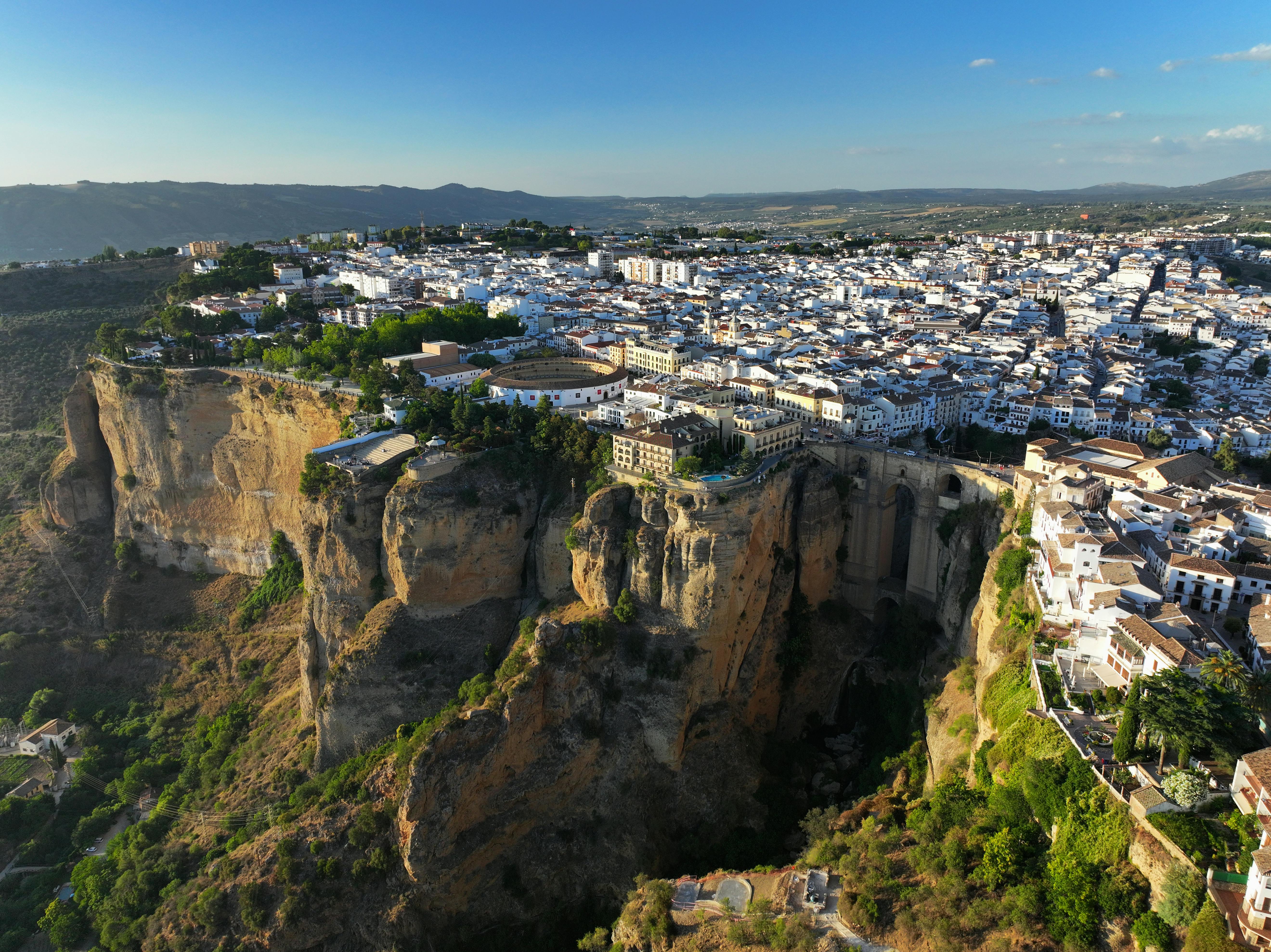 Birds Eye View of Ronda Town in Spain · Free
