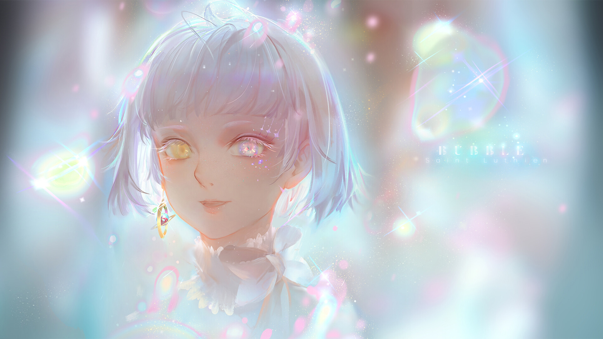 Download Heterochromia Bubble Anime Girl Anime Girl HD Wallpaper