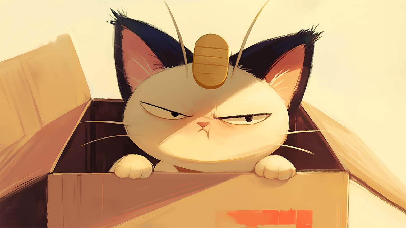Meowth Box Attitude Funny Cat Mood Desktop Wallpaper 4K & HD