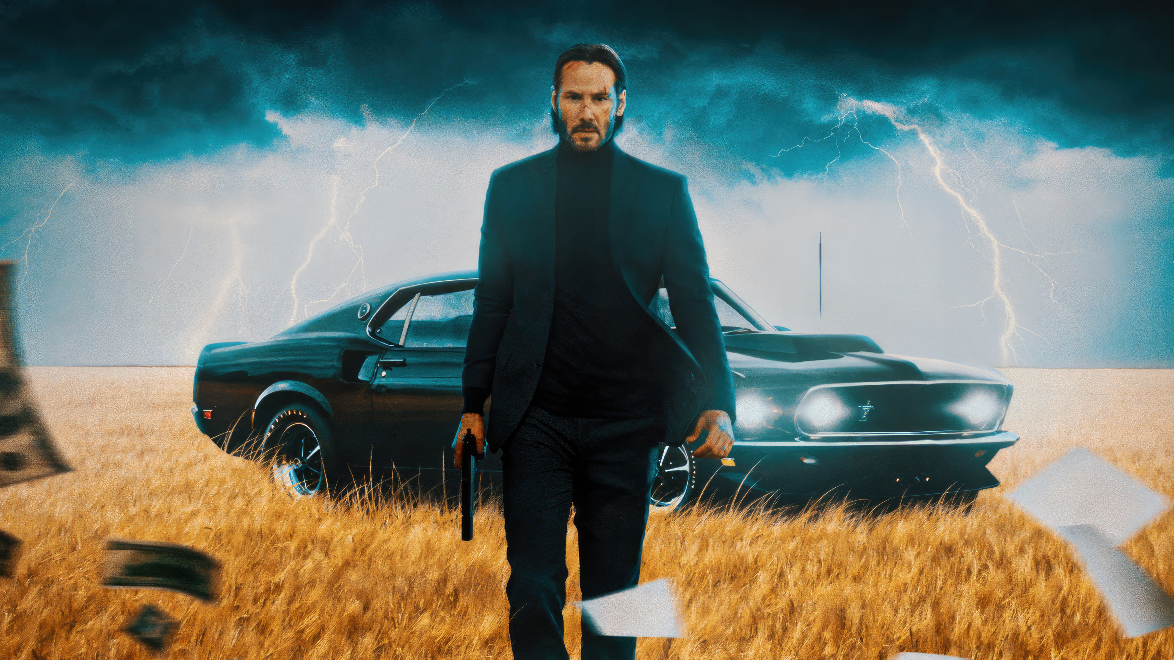 John Wick With His Ford Mustang Wallpaper, HD Movies Wallpaper, 4k Wallpaper Image, Background, Photos and Picture
