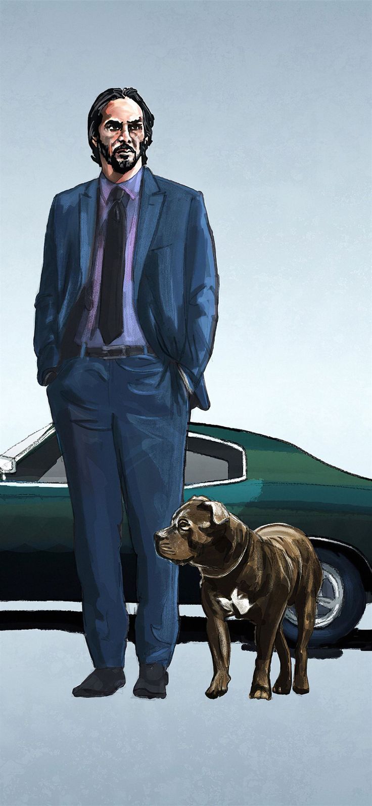 john wick and mustang iPhone X Wallpaper