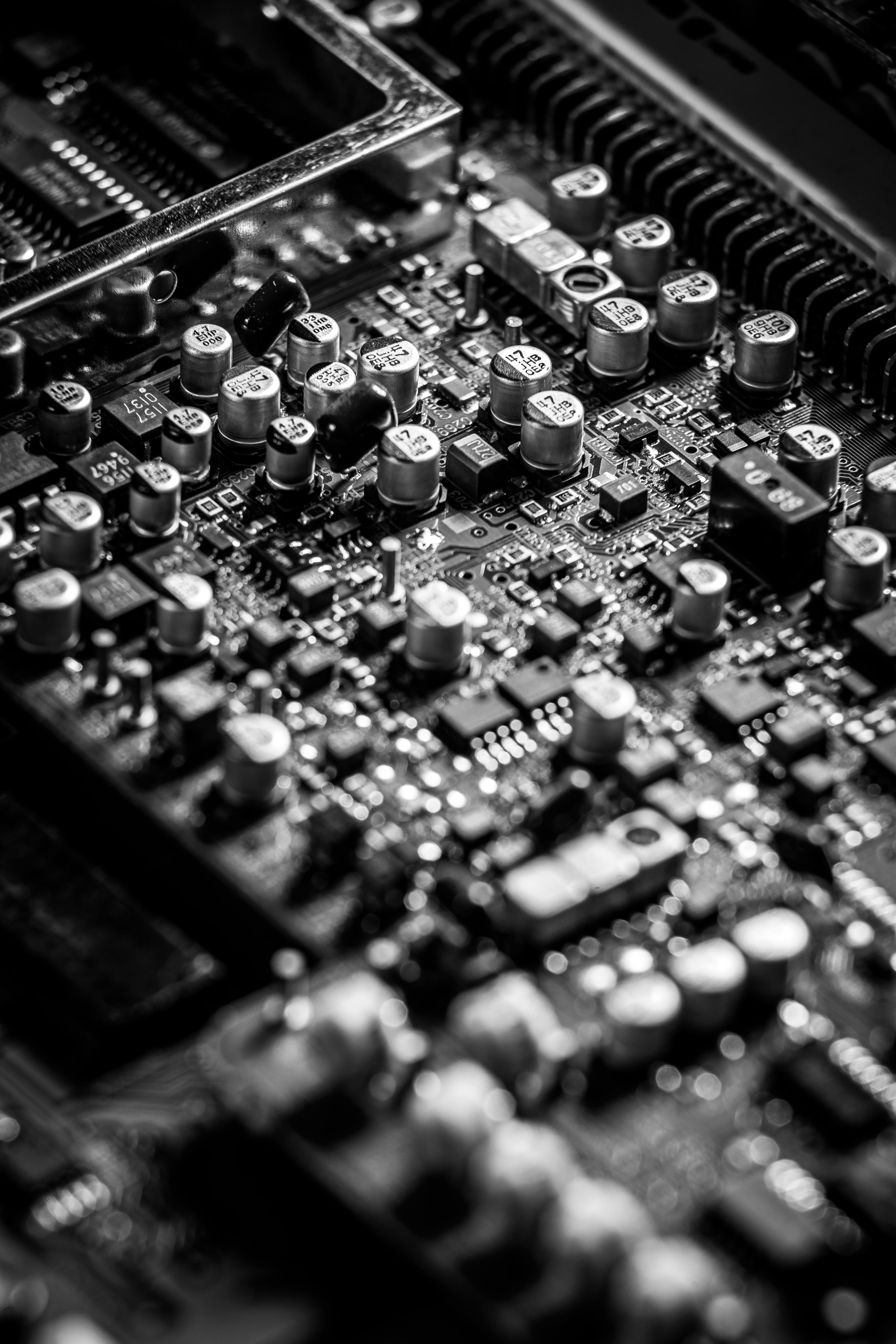 Black and White Photo of a Circuit Board · Free