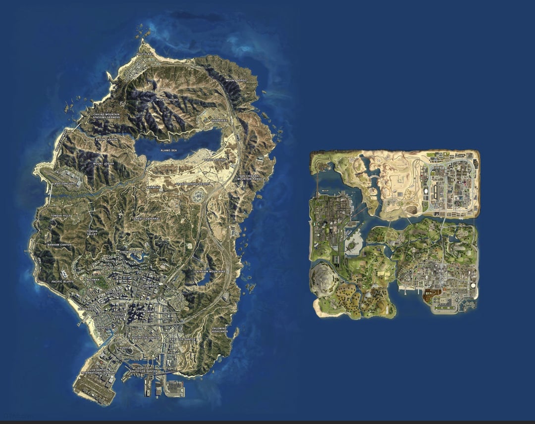 Just a reminder of the relative San Andreas map size if you haven't played it in a while