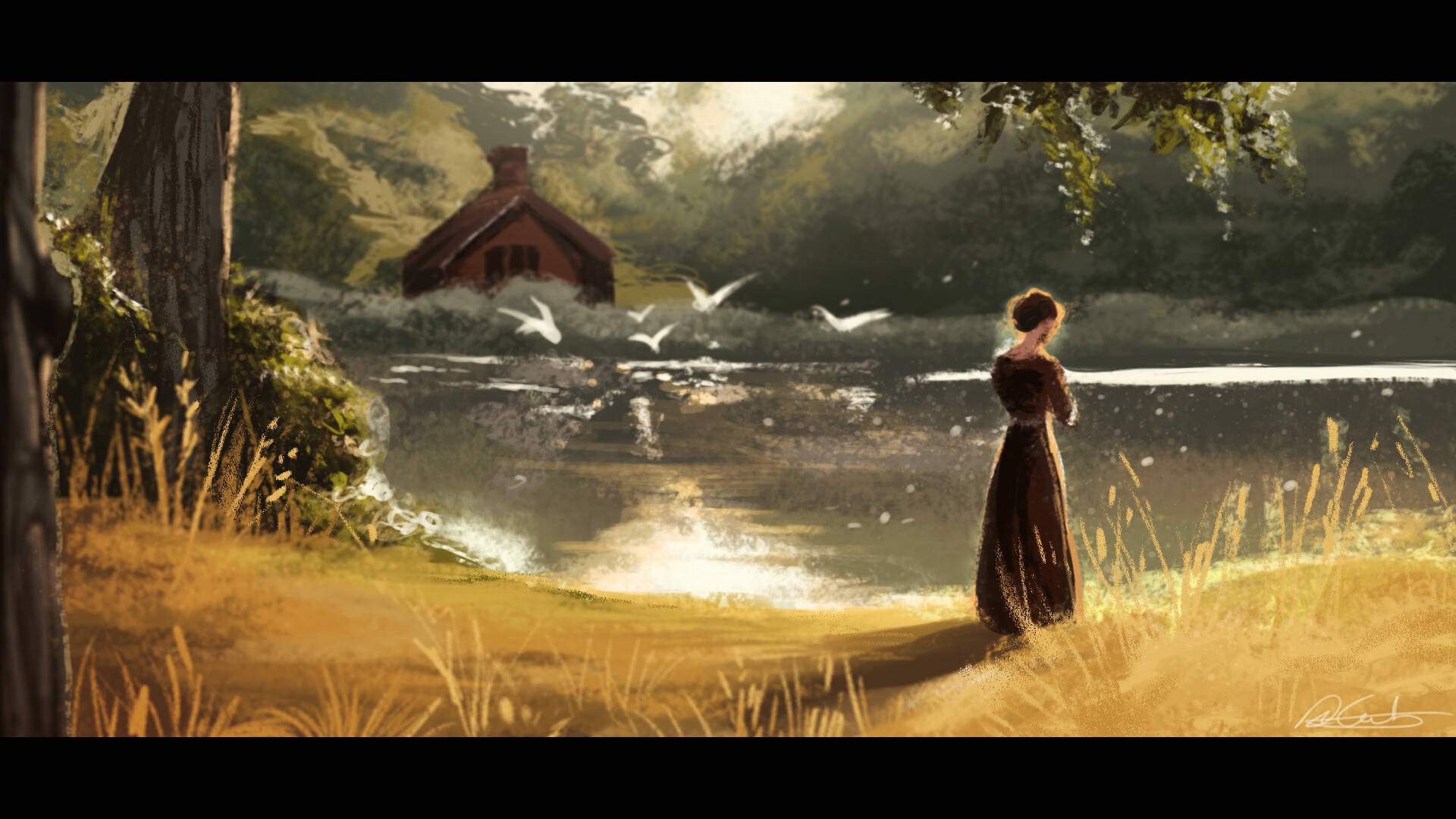 Download Pride And Prejudice Illustration: Elizabeth Bennet And Mr. Darcy Wallpaper