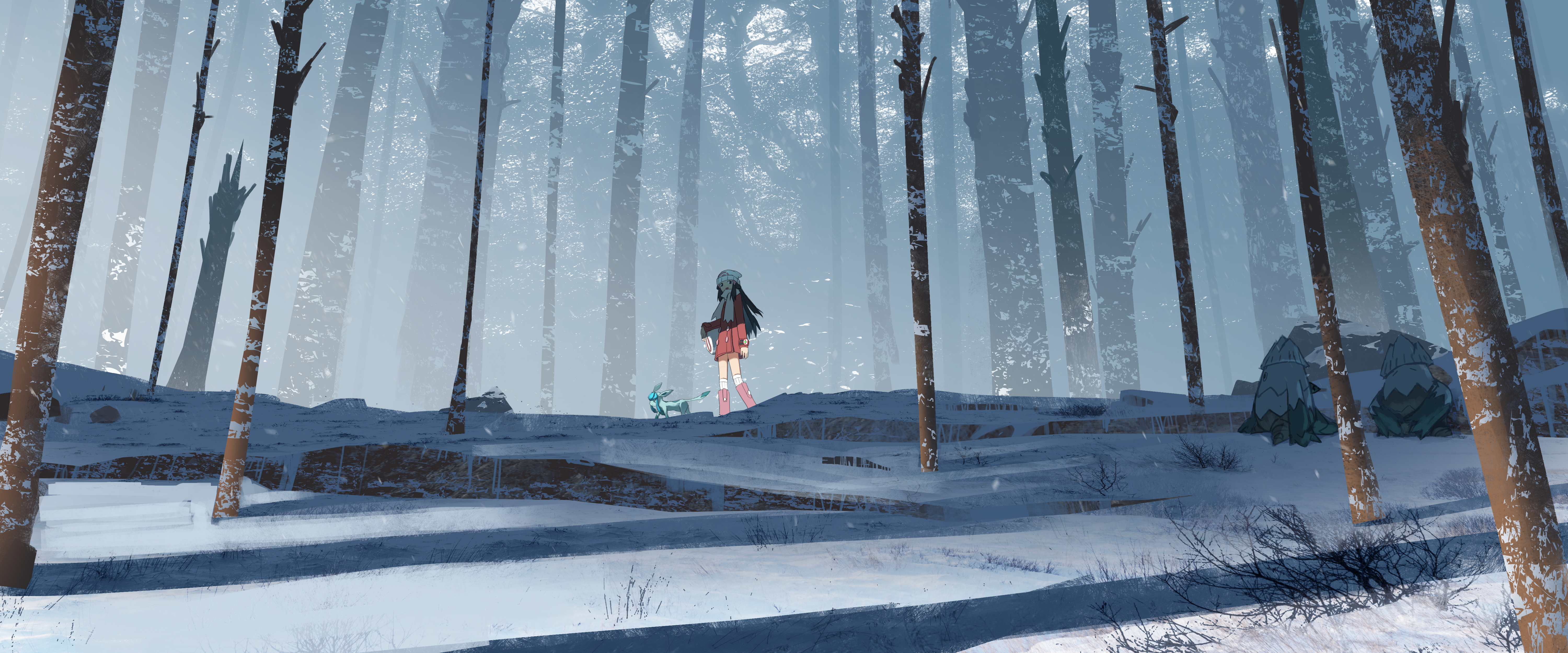 Download Winter Nature Anime Pokemon Winter Anime 4k Ultra HD Wallpaper by あすてろid