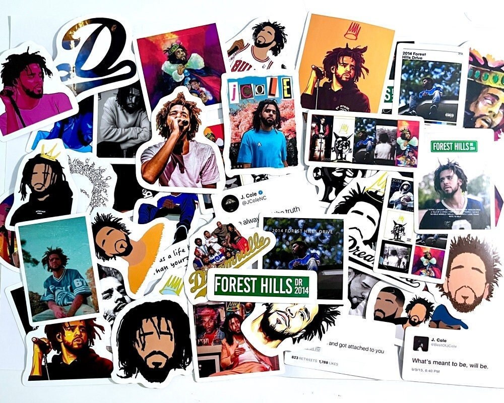 Pegatinas de dibujos animados variadas de Cole, pegatinas de Cole extraíbles impermeables, no repetidas, de rapero estadounidense, hip hop España