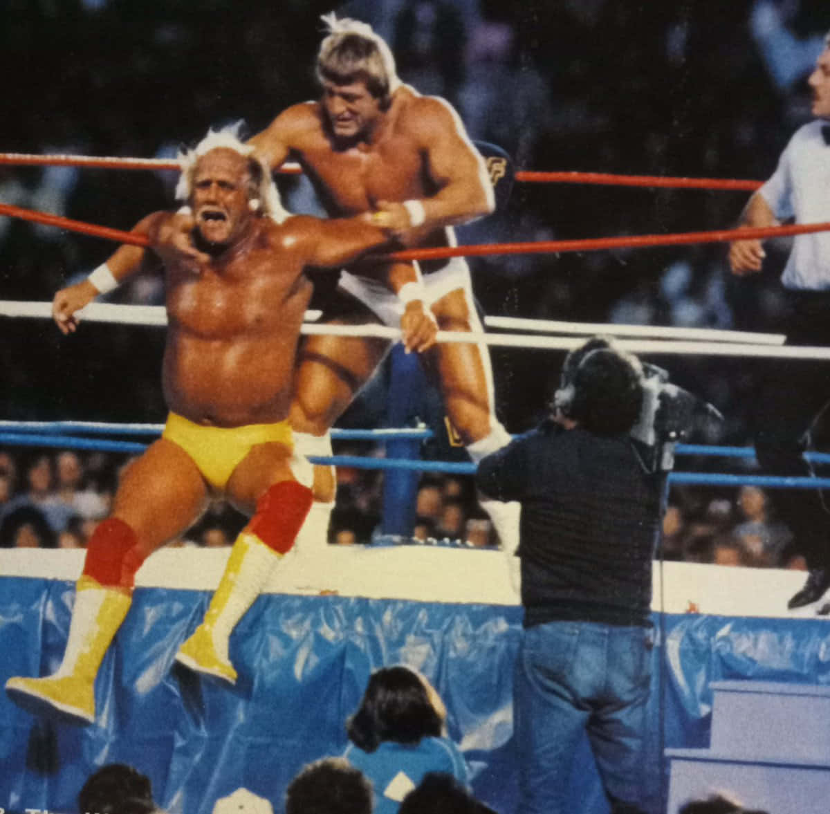 Download WWF Wrestlers Paul Orndorff And Hulk Hogan World Heavyweight Championship Wallpaper