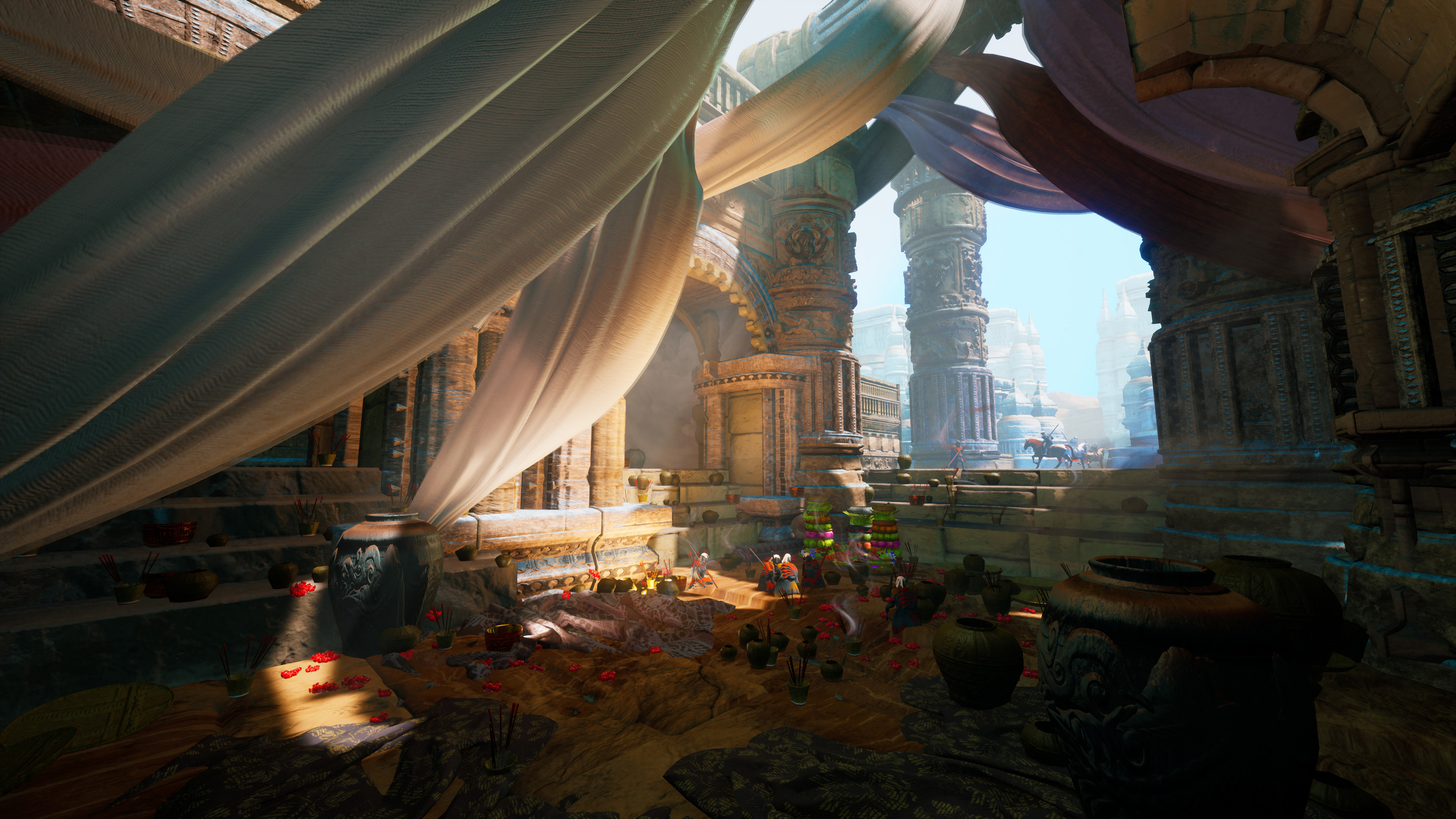 Download Courtyard Arabian Fantasy City 4k Ultra HD Wallpaper