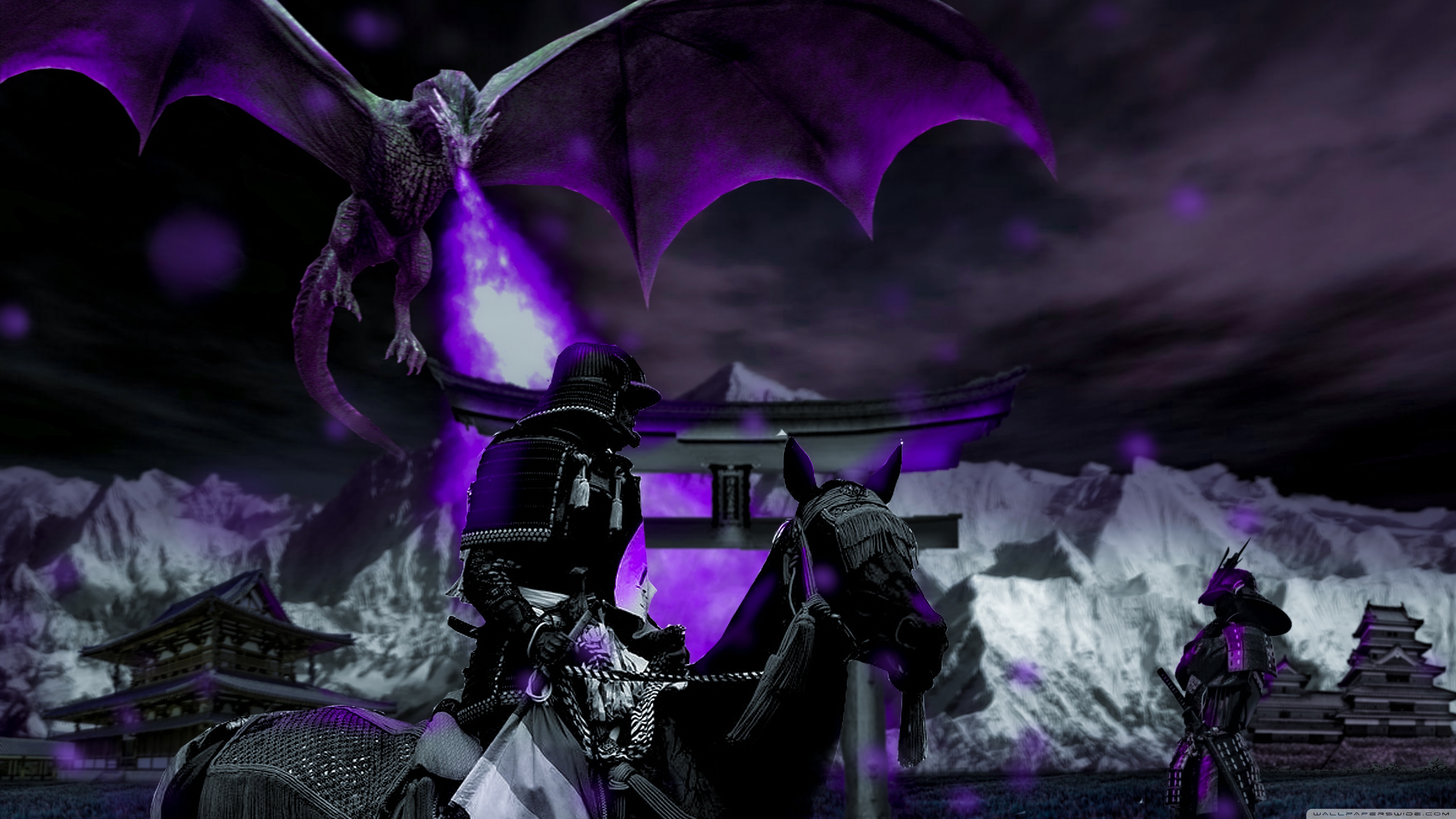 Purple samurai 4K UHD Wallpaper for UltraHD Desktop and TV