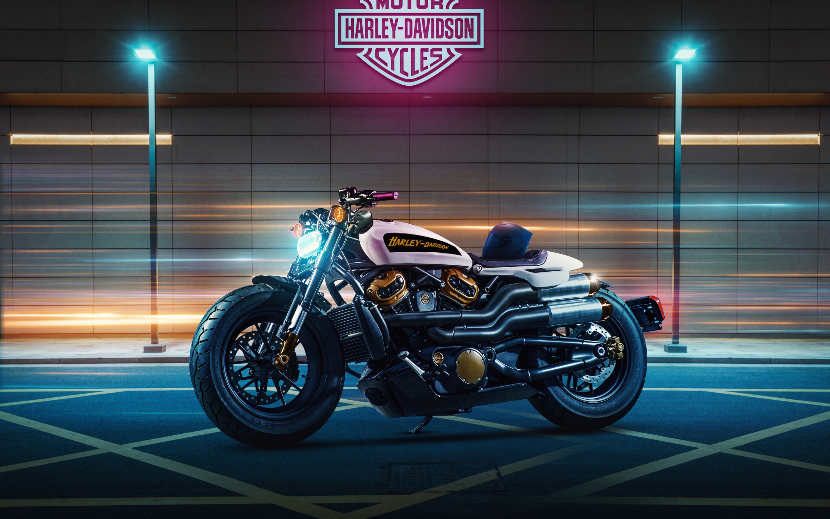 Harley Davidson Sportster S Wallpaper 4K, Neon Background