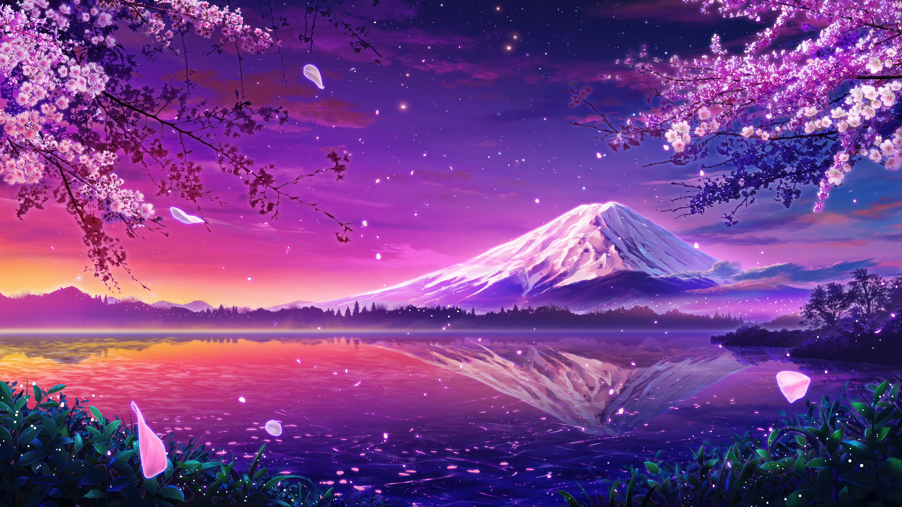 Mount Fuji Cherry Blossom Wallpaper 4K HD PC k