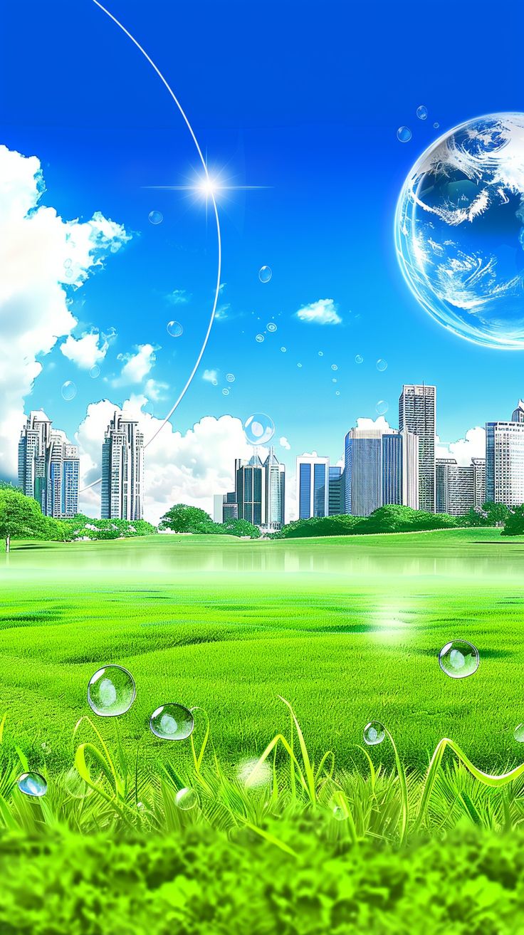 Frutiger Aero Phone Wallpaper background, 2000s wallpaper, Fantasy landscape