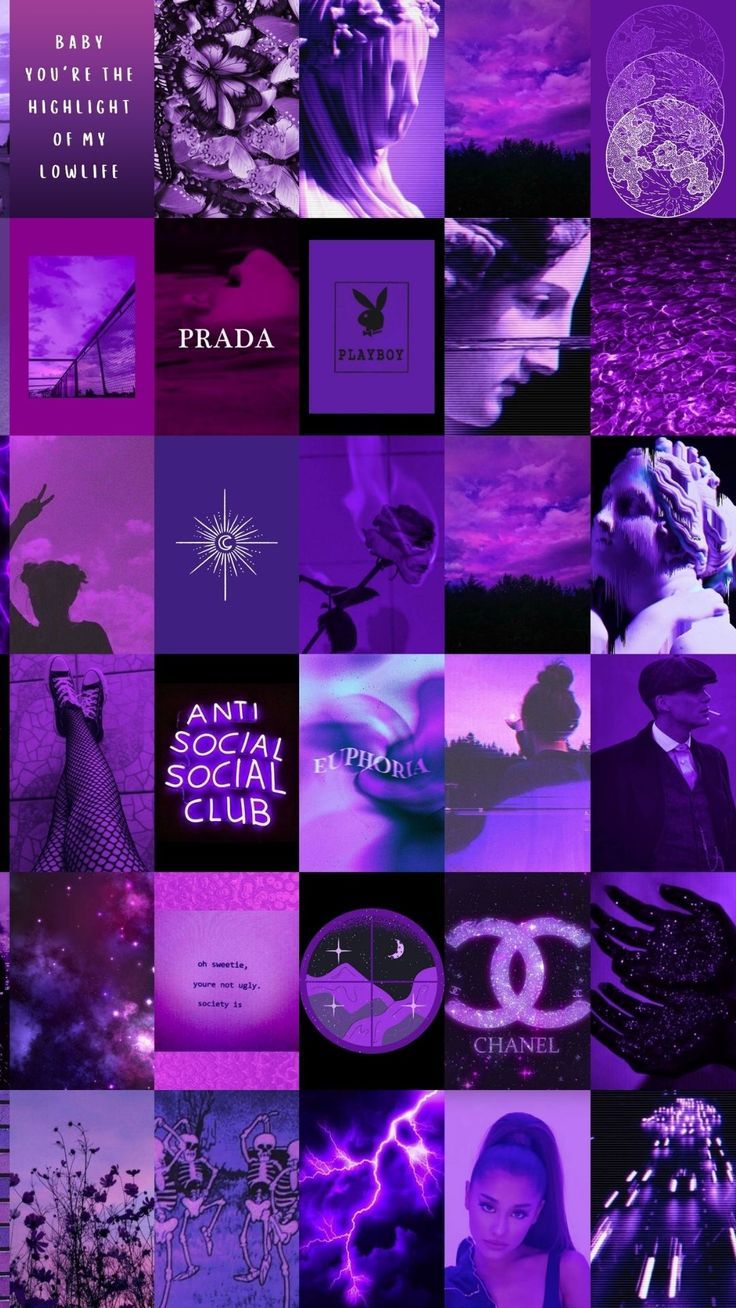 Neon Purple Collage Phone Wallpaper