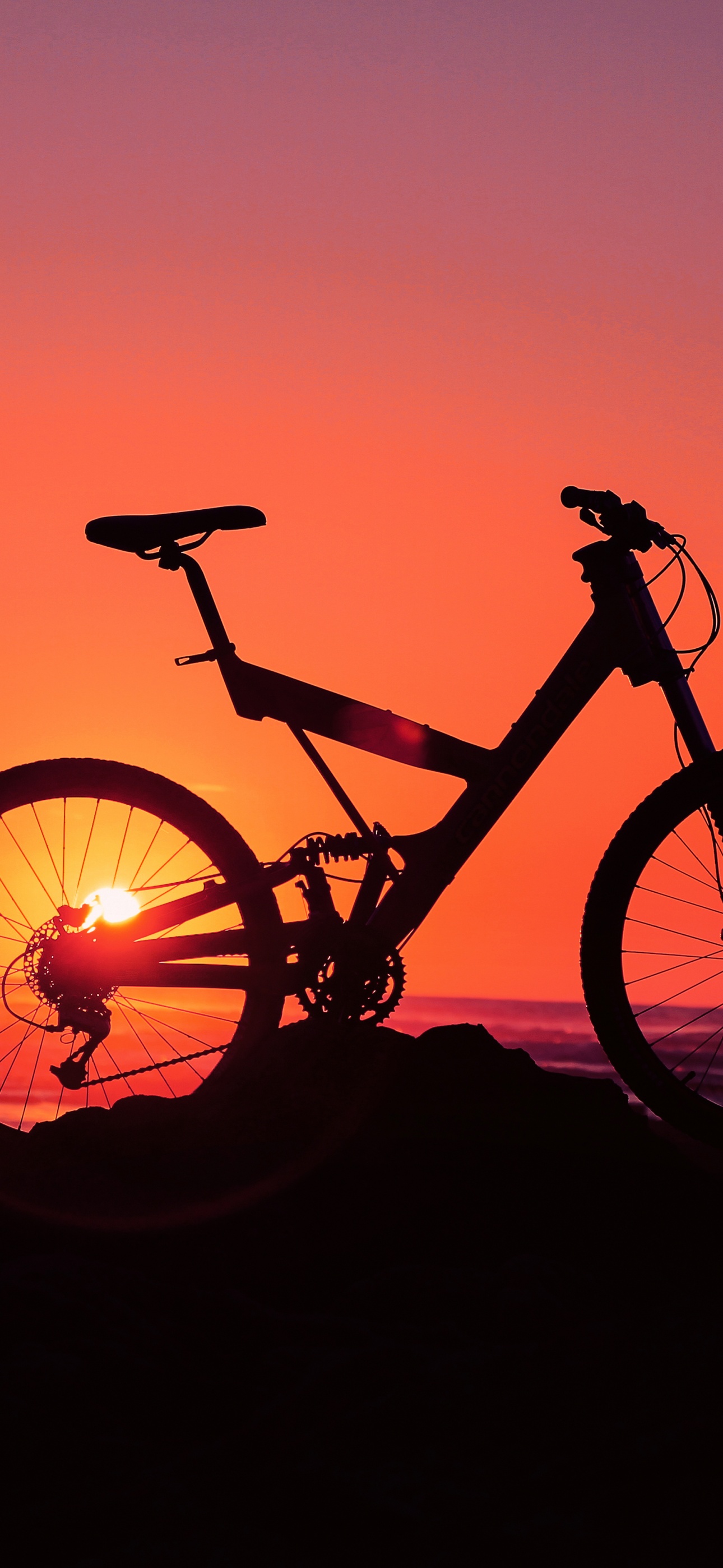 Bicycle Wallpaper 4K, Silhouette, Sunset, Beach