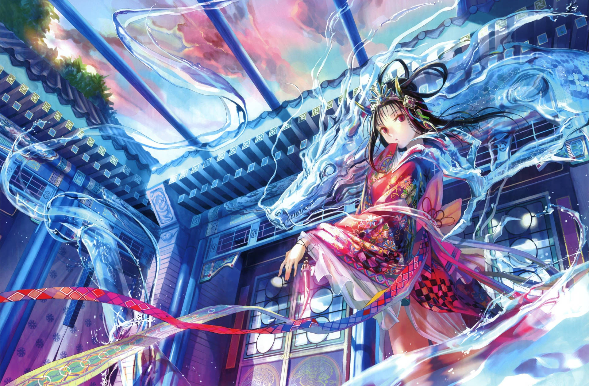 Download free Japanese Dragon Pc Anime Girl Wallpaper