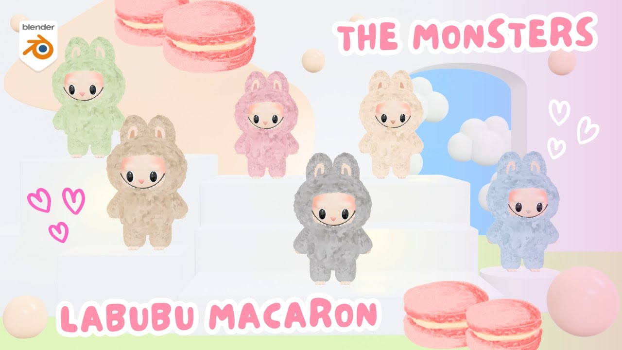 3D Blender MONSTERS LABUBU MACARON, EP.20 d #blender #blendertutorialforbeginners #labubu