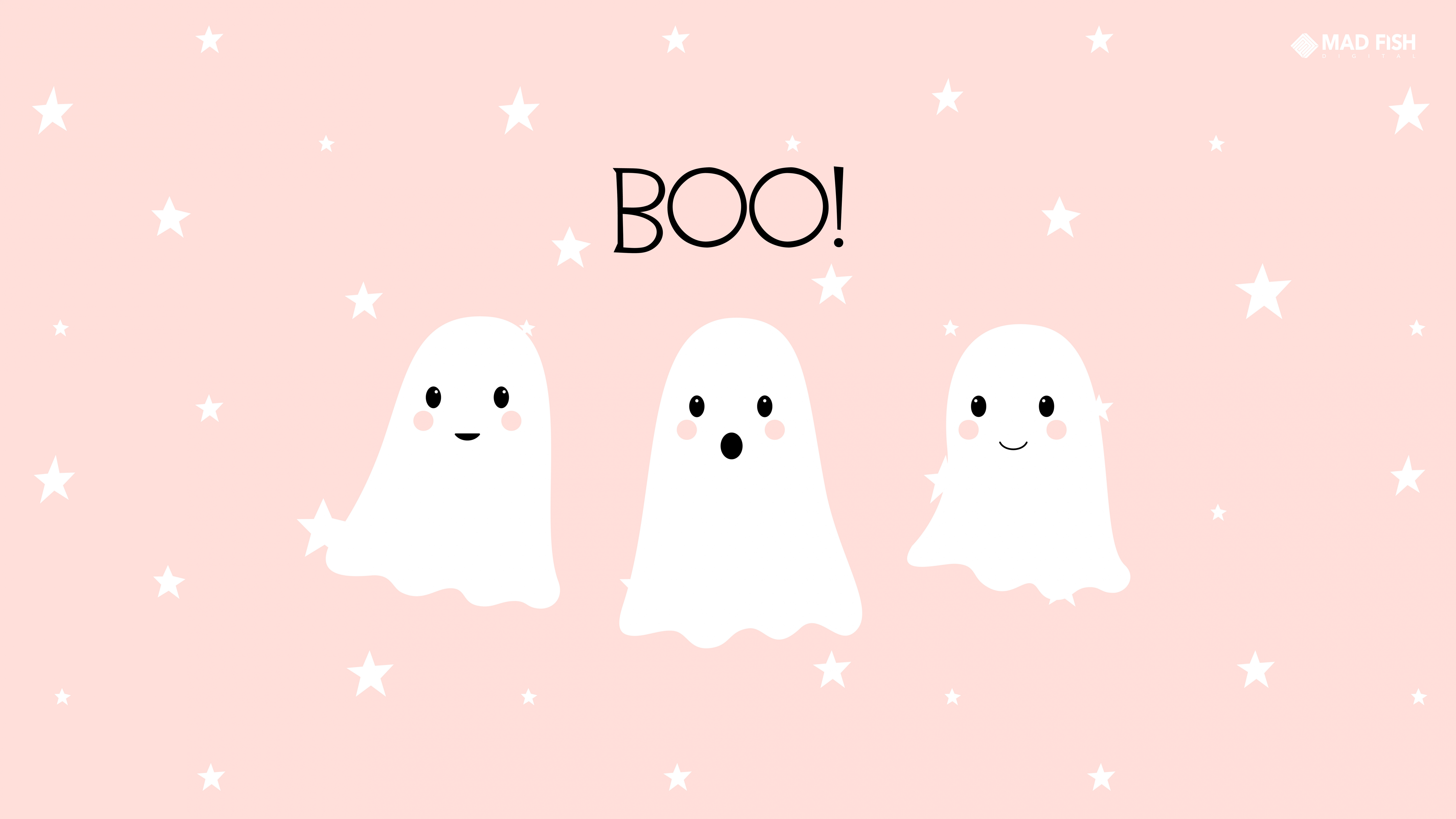 Cute Halloween Wallpaper 4K, Kawaii cartoon, Cute ghost
