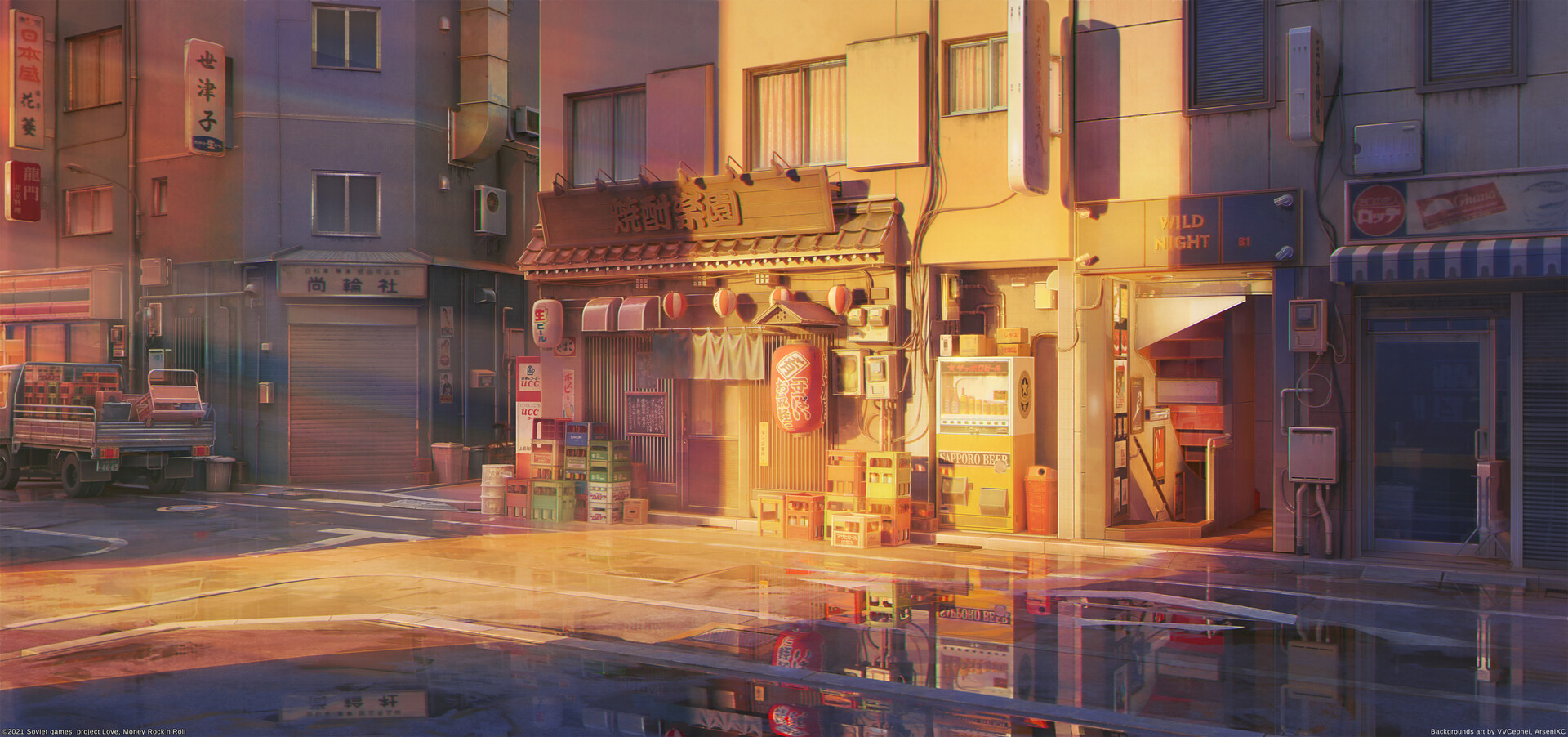 Japan street sunset