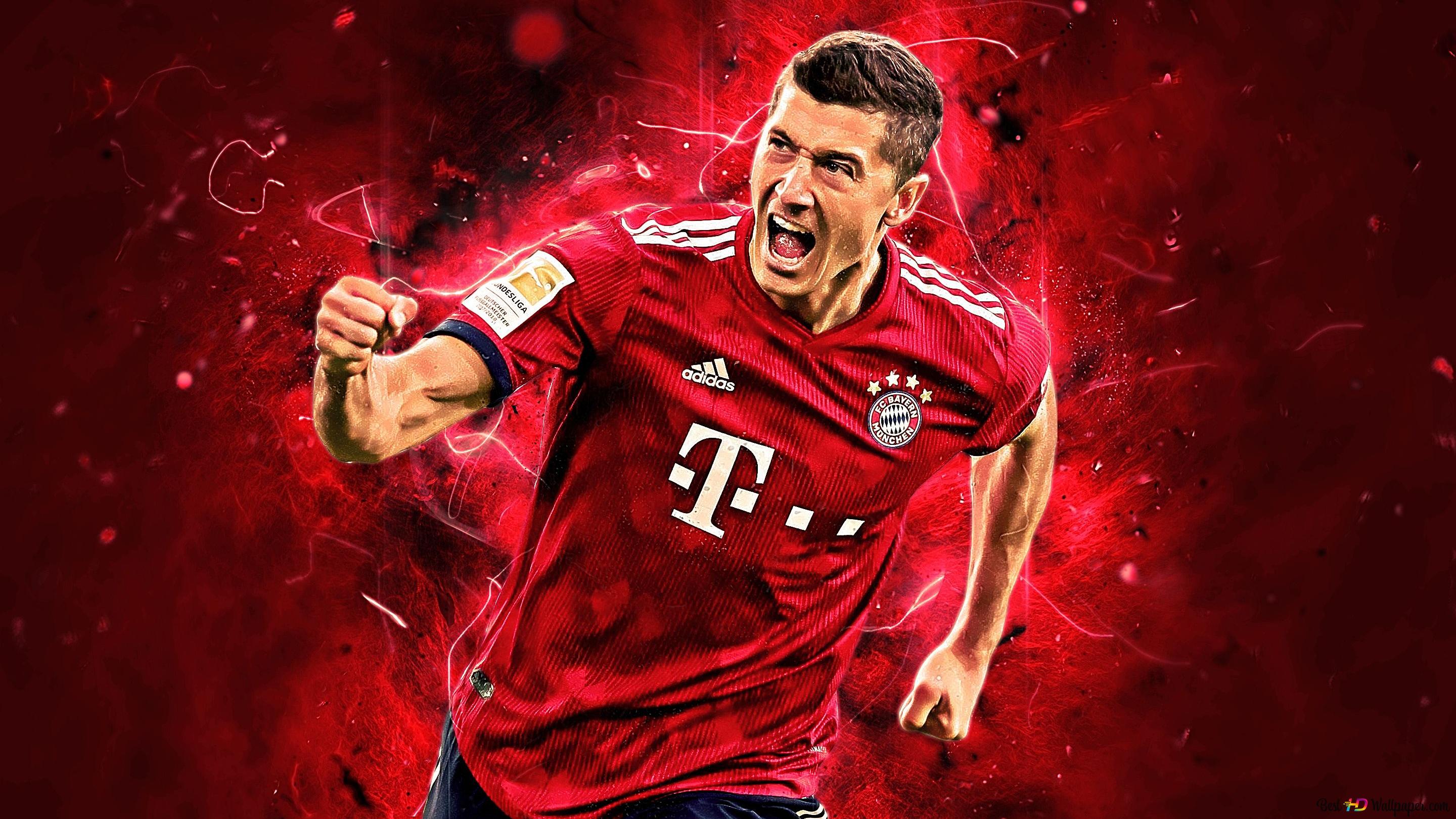German football league team bayern munich striker rober lewandowski 2K wallpaper download