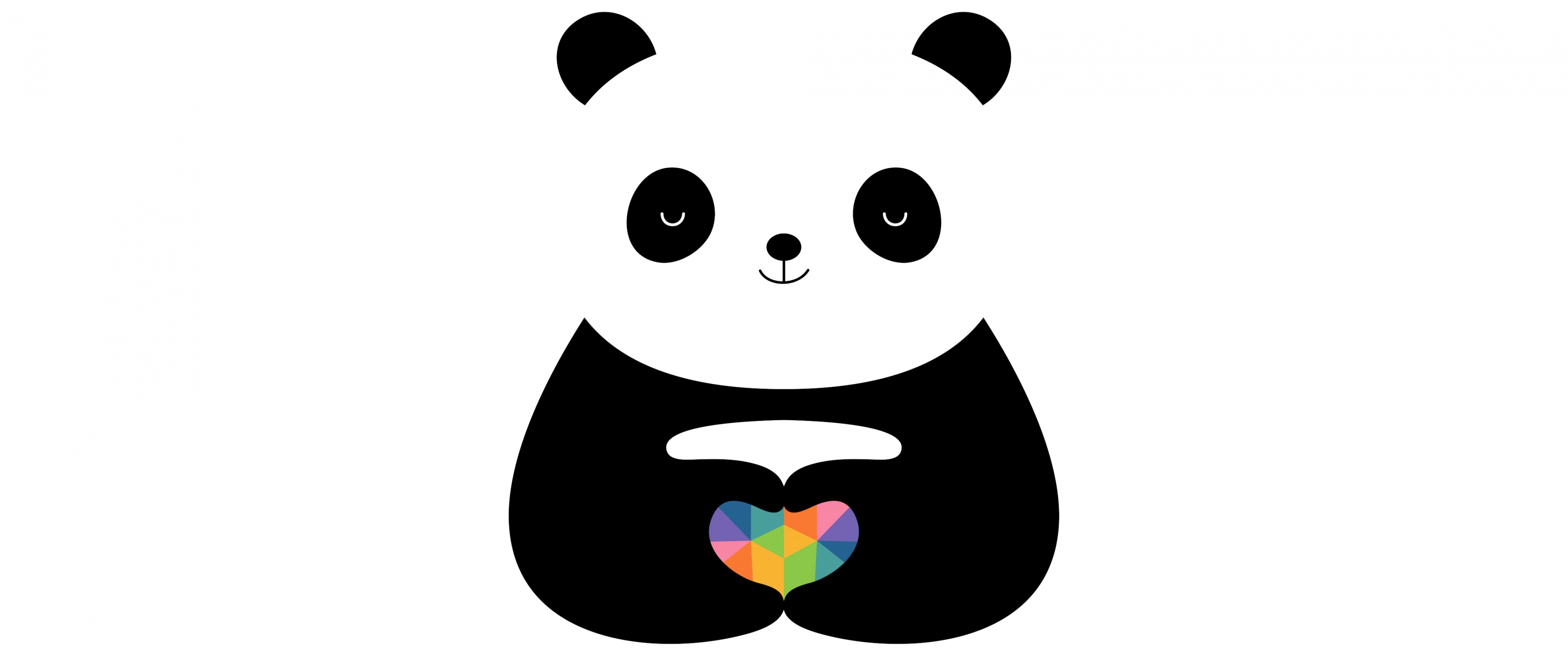 Cute panda Wallpaper 4K, Love heart, Colorful hearts