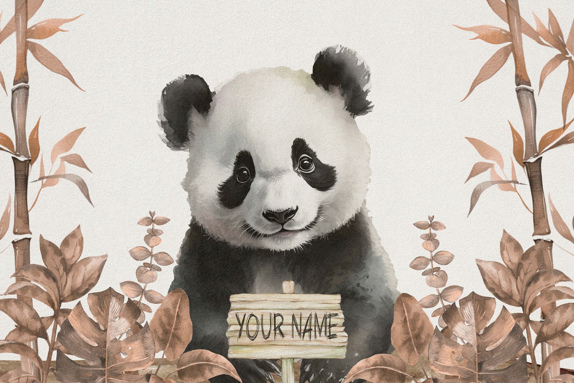 Wallpaper Mural panda in the jungle taupe