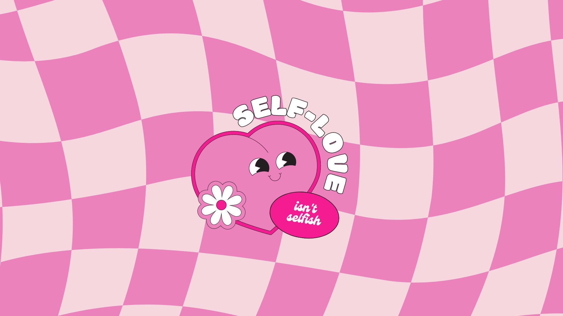 Self Love Desktop Wallpaper, Aesthetic Wallpaper, Mac, Pink Heart Wallpaper