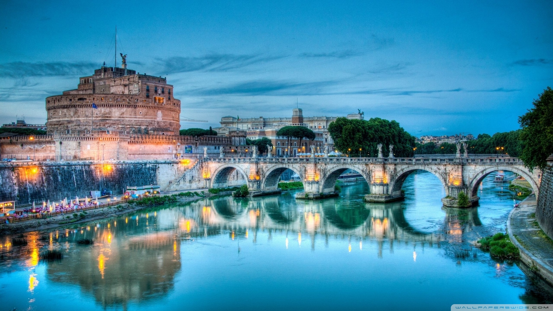 Castel Sant'Angelo, Tiber River, Rome, Italy 4K UHD Wallpaper for UltraHD Desktop and TV, Smartphone and Tablet Devices