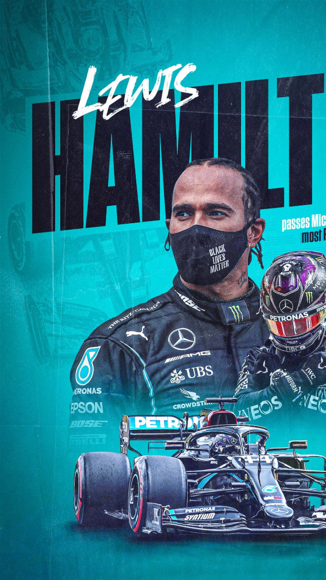 Download free Lewis Hamilton Crosses The Finish Line In A Historic Victory At The 2019 F1 British Grand Prix Wallpaper
