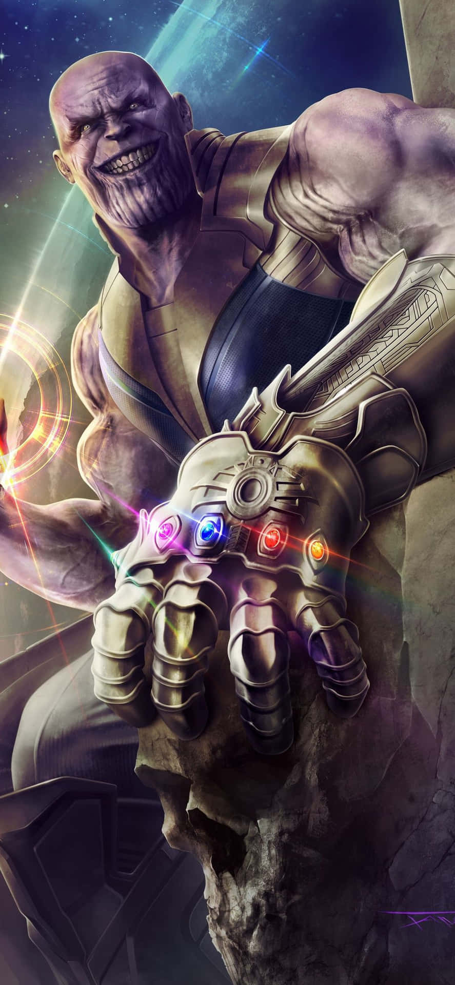 Download Thanos 4k Digital Scary Smiling Phone Wallpaper