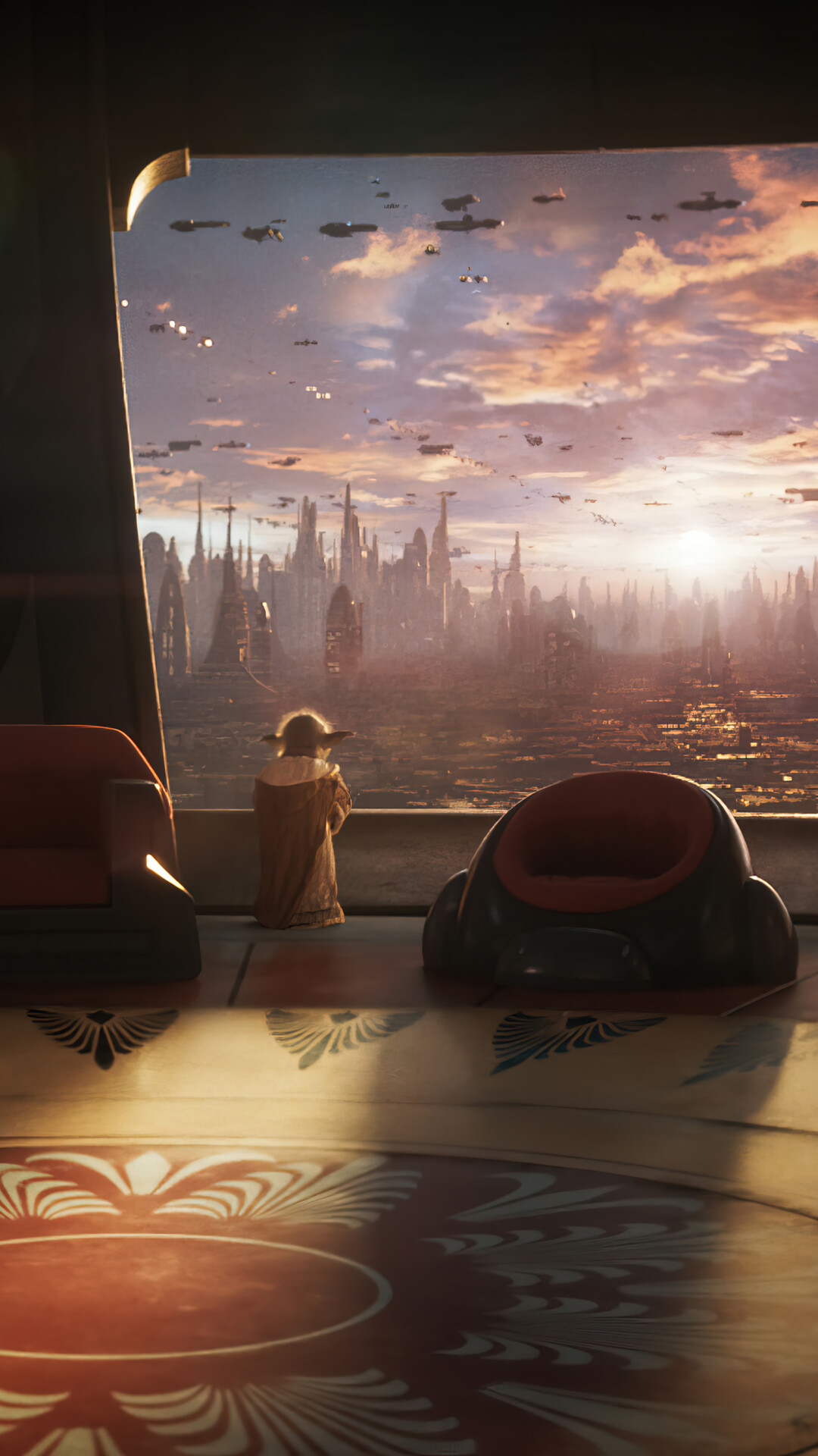 Star Wars Eclipse Master Yoda Art Wallpaper iPhone Phone 4K e