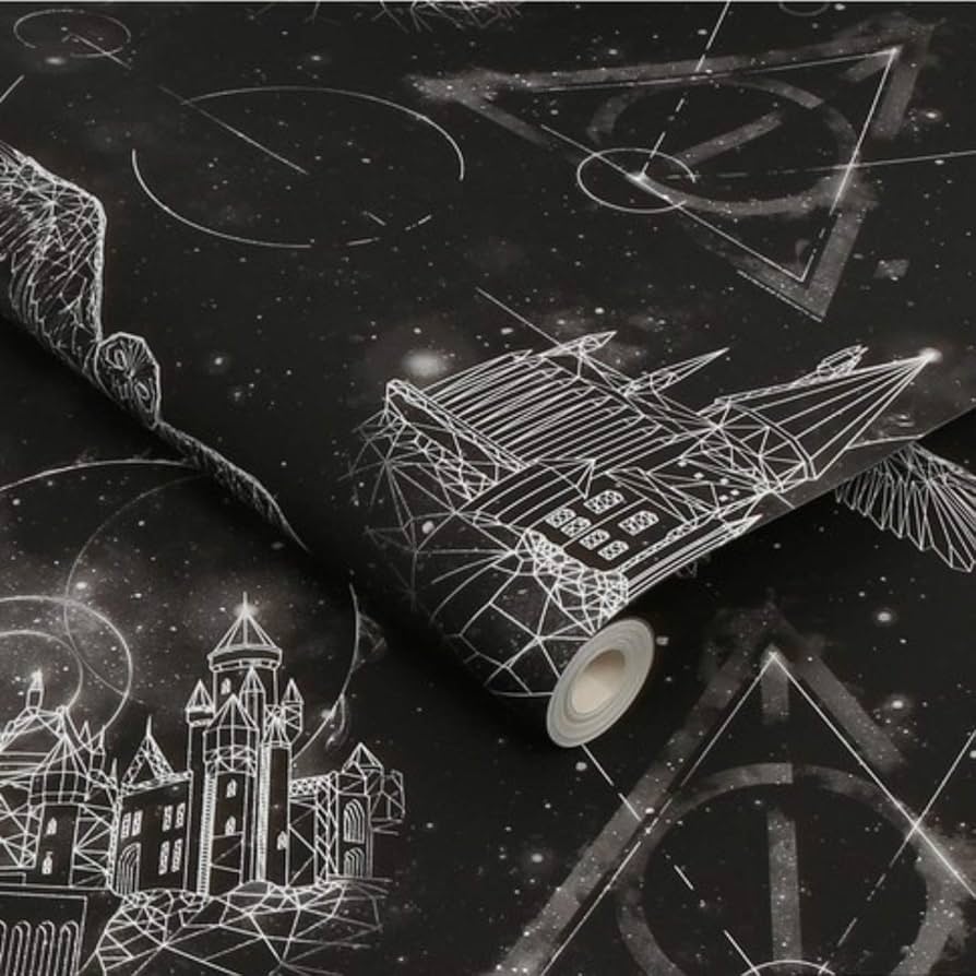 Lumos Harry Potter Glow in The Dark Wallpaper Black White Deathly Hallows, Amazon.co.uk: DIY & Tools