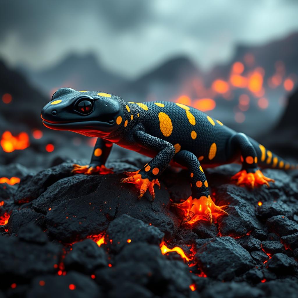 Enchanting Black Fire Salamander