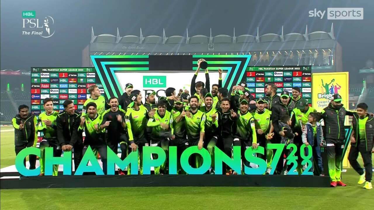 Lahore Qalandars were presented with the Pakistan Super League trophy after beating the Multan Sultans in the final