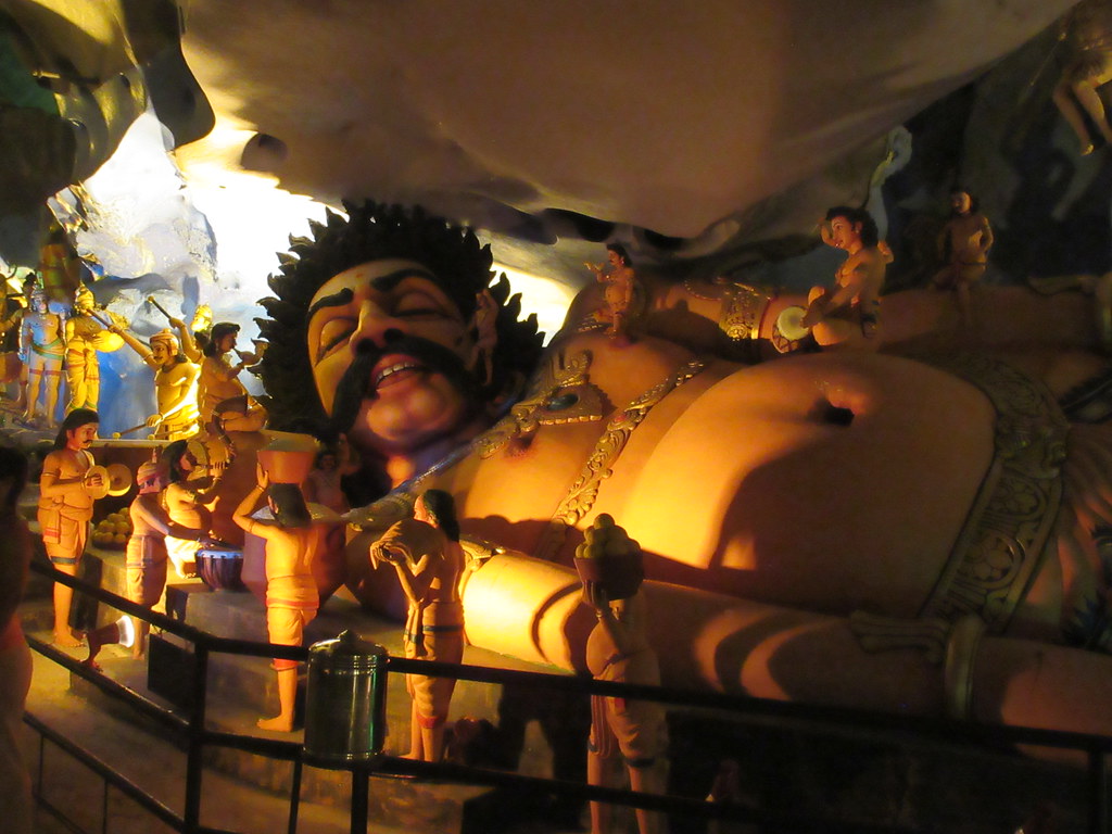 Kumbhakarna, sleeping giant statue in Ramayana Cave, Batu