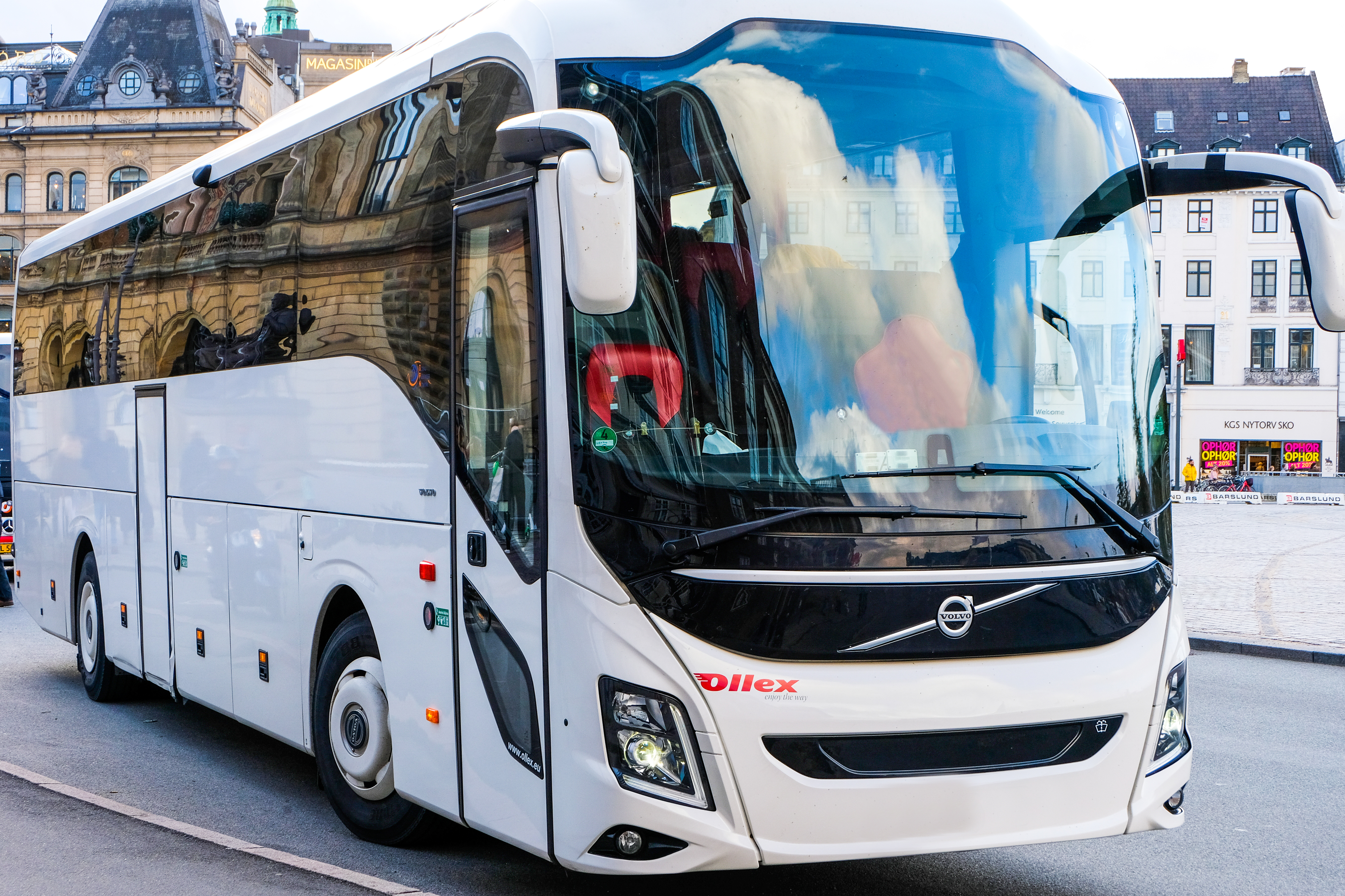 Parked Volvo Shuttle Bus Photo. Download free image from Mystock