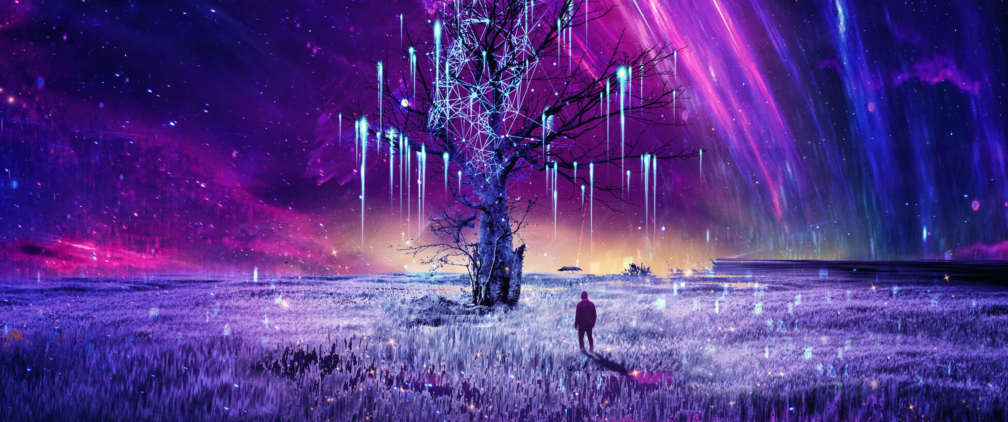 Mystic Wallpaper 4K, Surreal, Dream, Tree, Planets