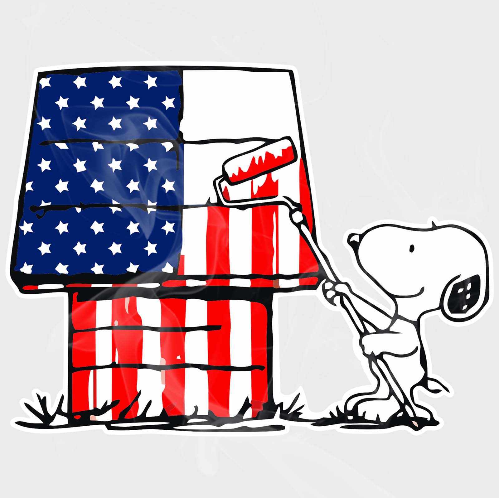 Comic Classics Snoopy 4th of July Decorating Dog House Static Cling Decal
