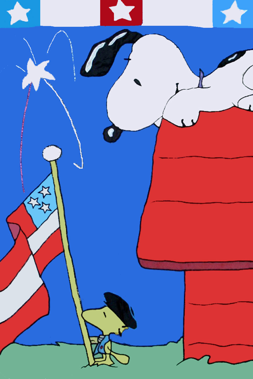 Peanuts Double Sided Flag Of July Fireworks