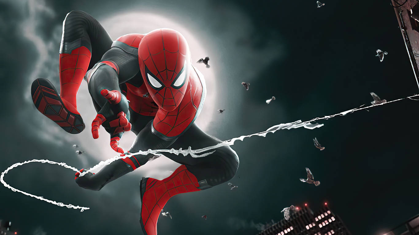 Download Marvel's Spiderman protecting the city Wallpaper