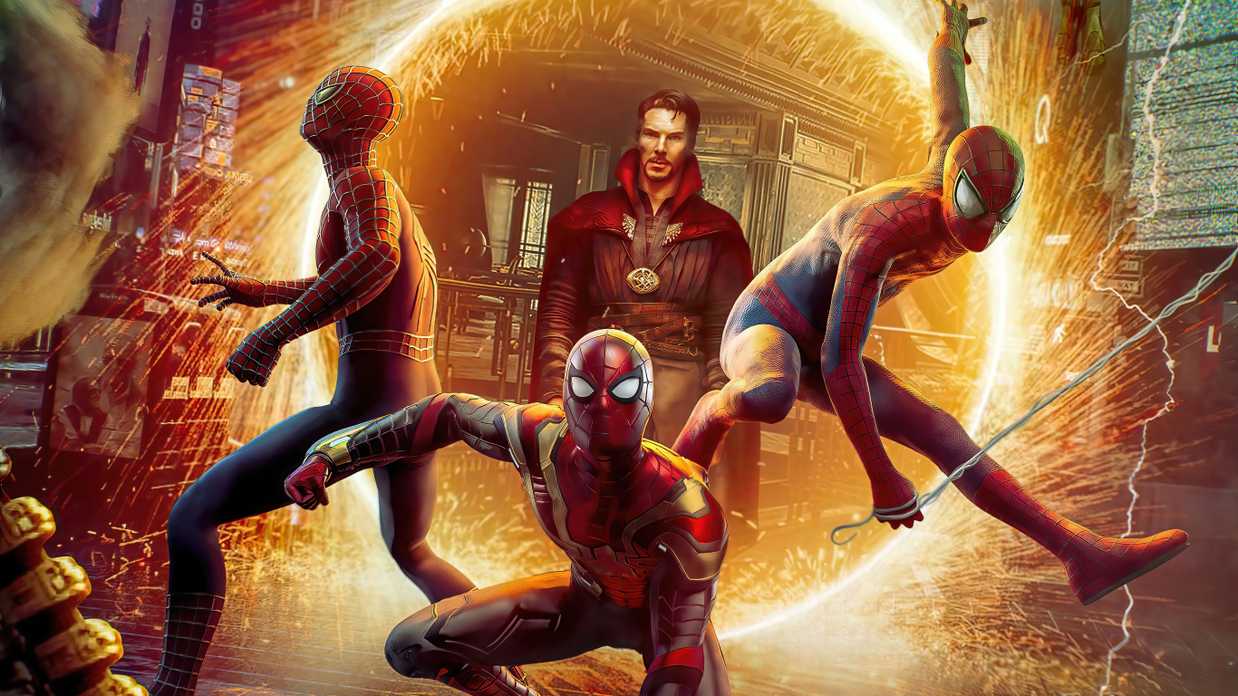 Doctor Strange And Spider Man In Spider Man: No Way Home Desktop Wallpaper 1366x768
