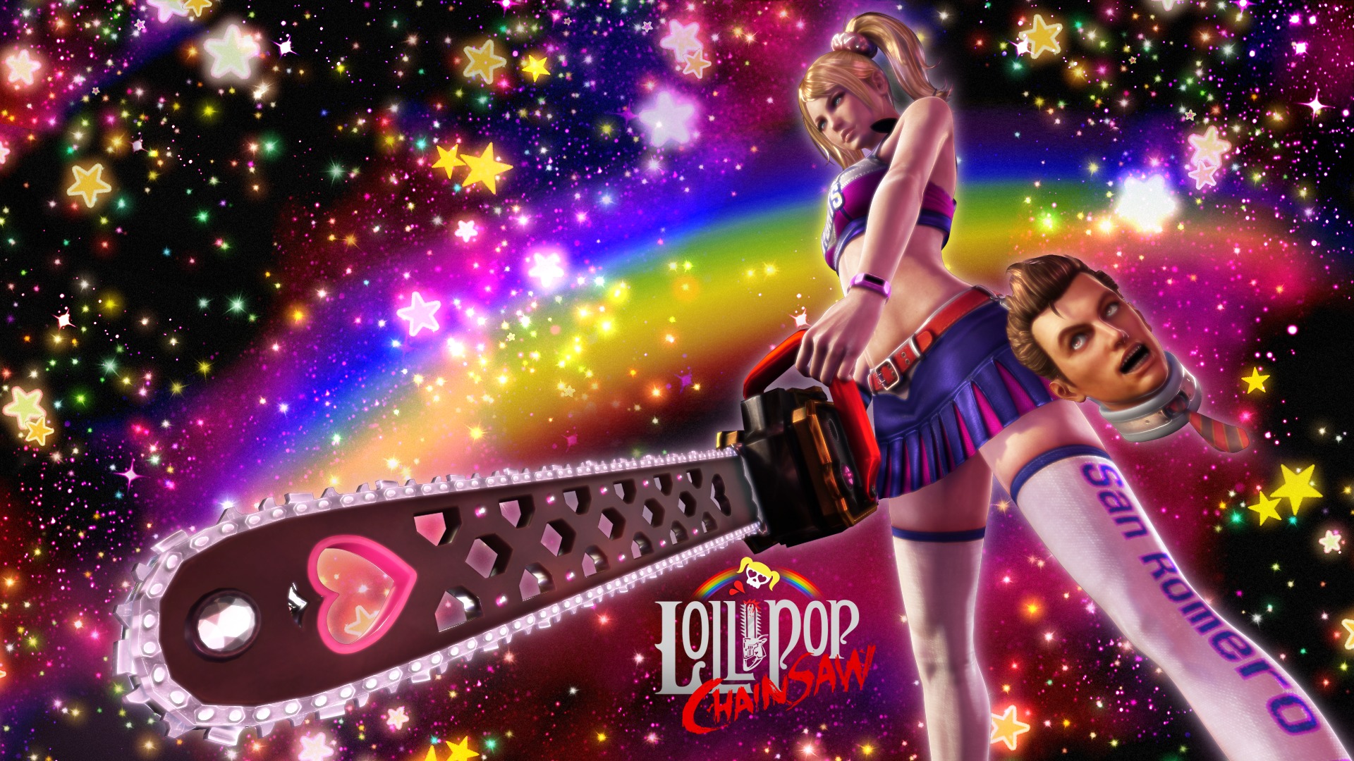 Wallpaper chainsaw, Lollipop Chainsaw, Juliet Starling, Nick, Grasshopper Manufacture for mobile and desktop, section игры, resolution 1920x1080
