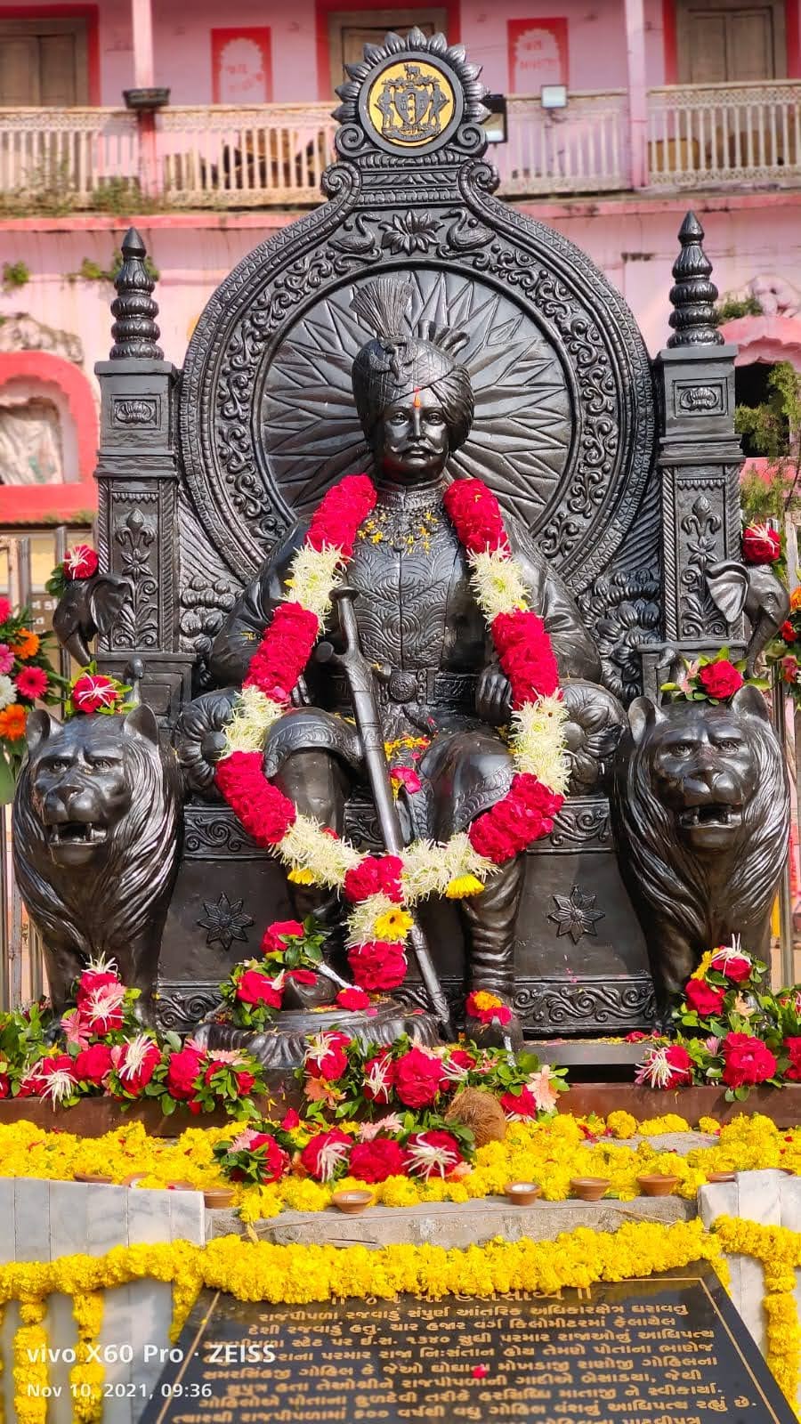 Installation of the statue of the legendary Maharana Verisali I of Rajpipla in the precincts of Harsiddhi Mataji temple. Indra Vikram Singh's space