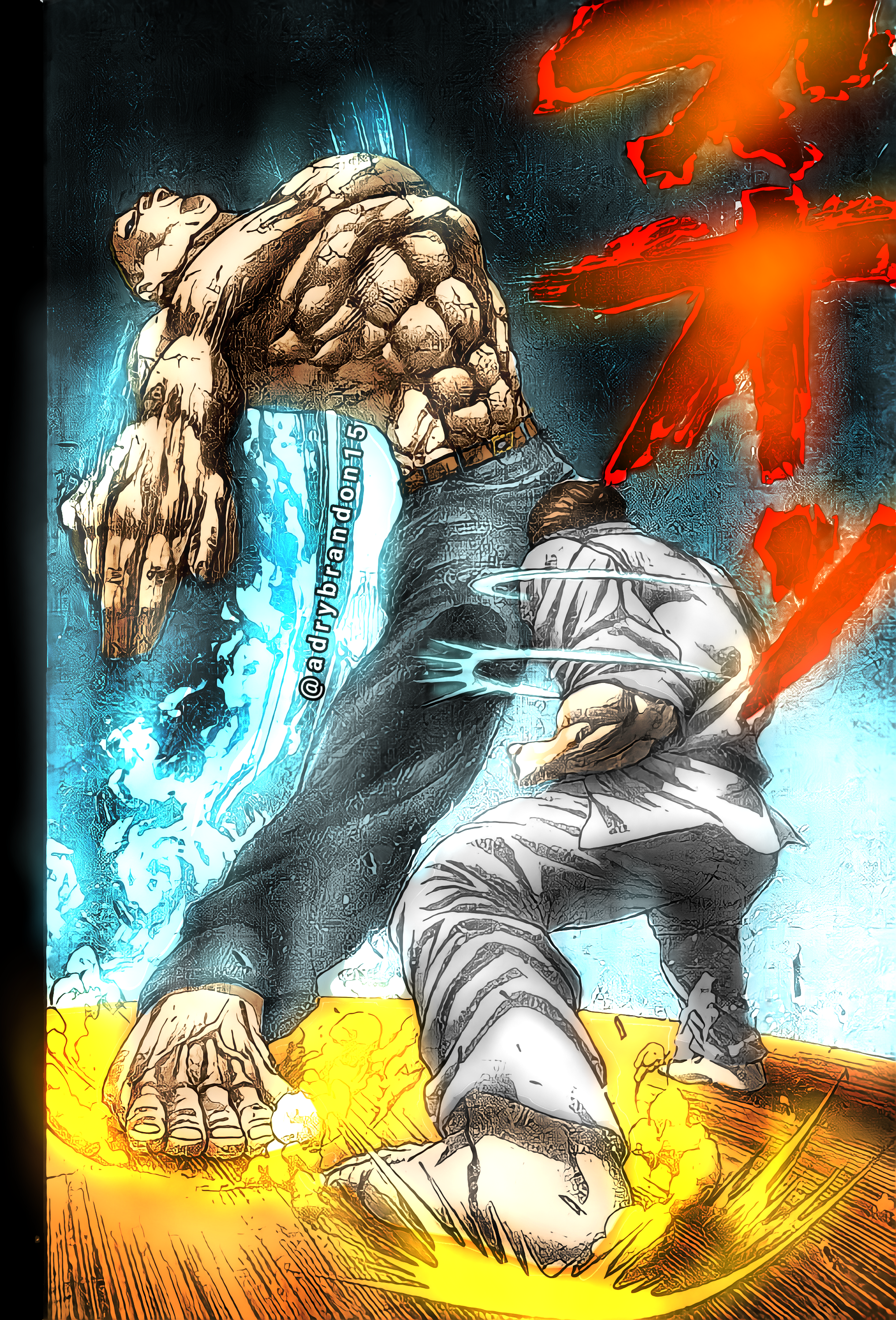 I colored Katsumi Orochi The Lethal Weapon VS Jack Hanma Pit fighting from the crossover between Baki X Usogui, the result of the fight is a draw btw