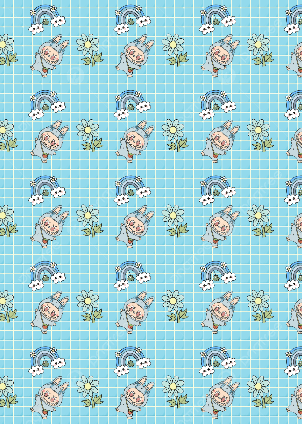 Labubu Cute Pattern Wallpaper Background Wallpaper Image For Free Download