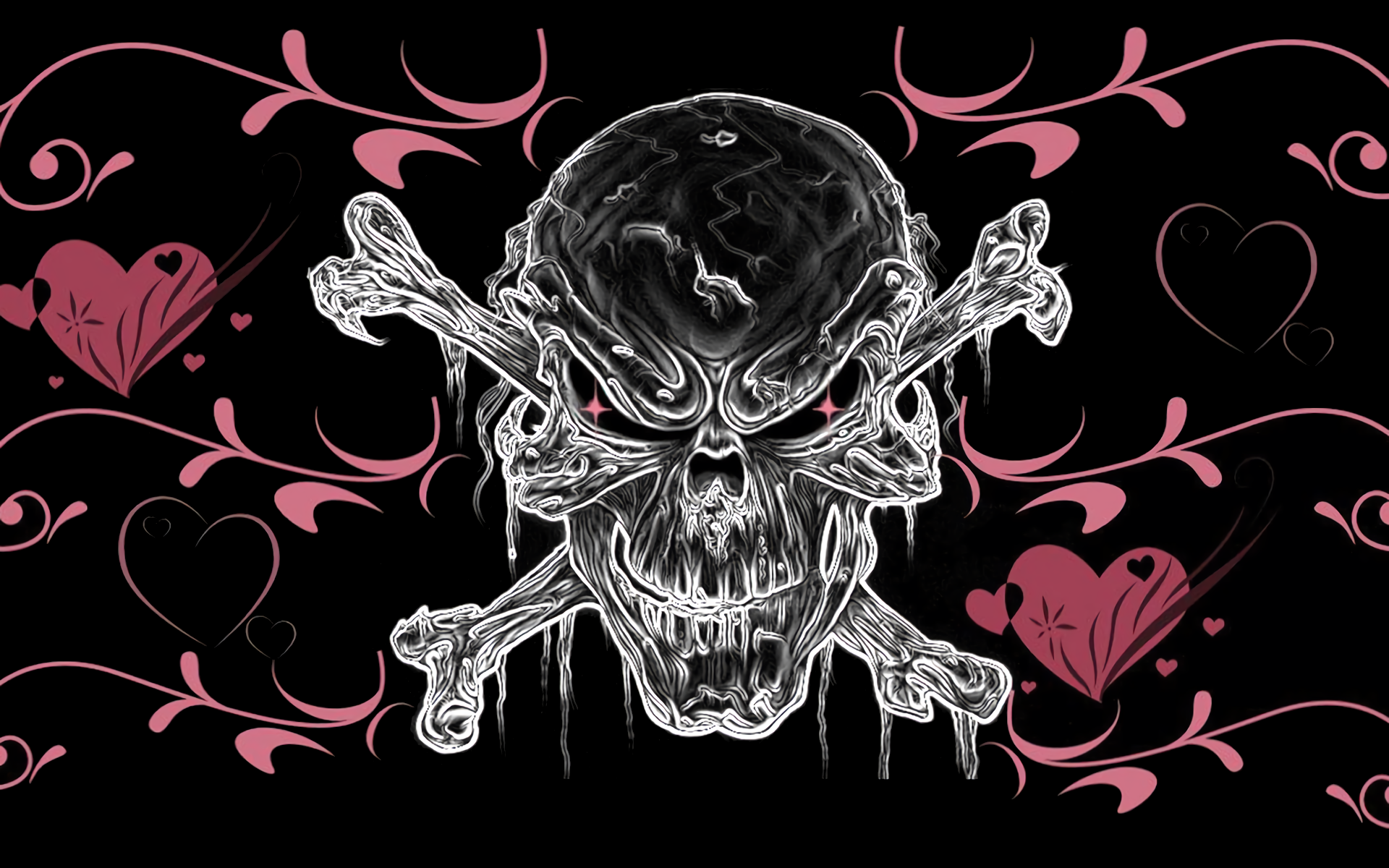 Download Heart Pink Gothic Dark Skull HD Wallpaper