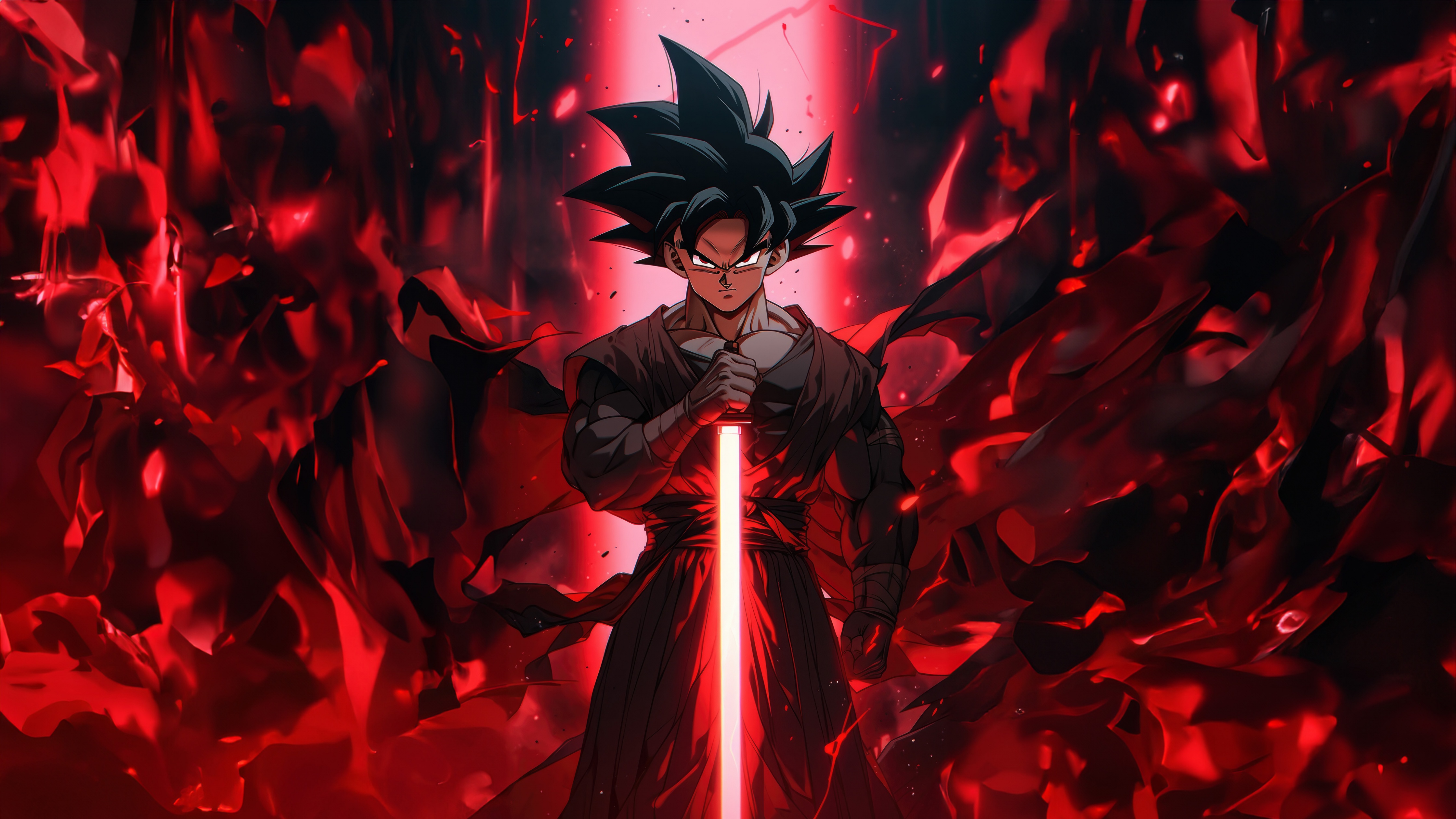 Goku Black Wallpaper 4K, Super Saiyan Rose, Lightsaber