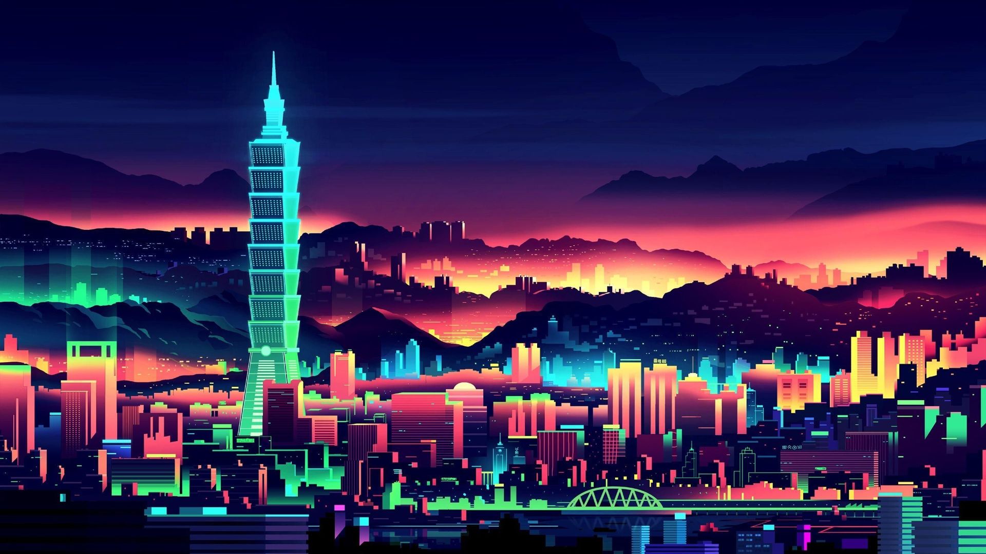 Retro City Aesthetic Wallpaper (1920x1080)