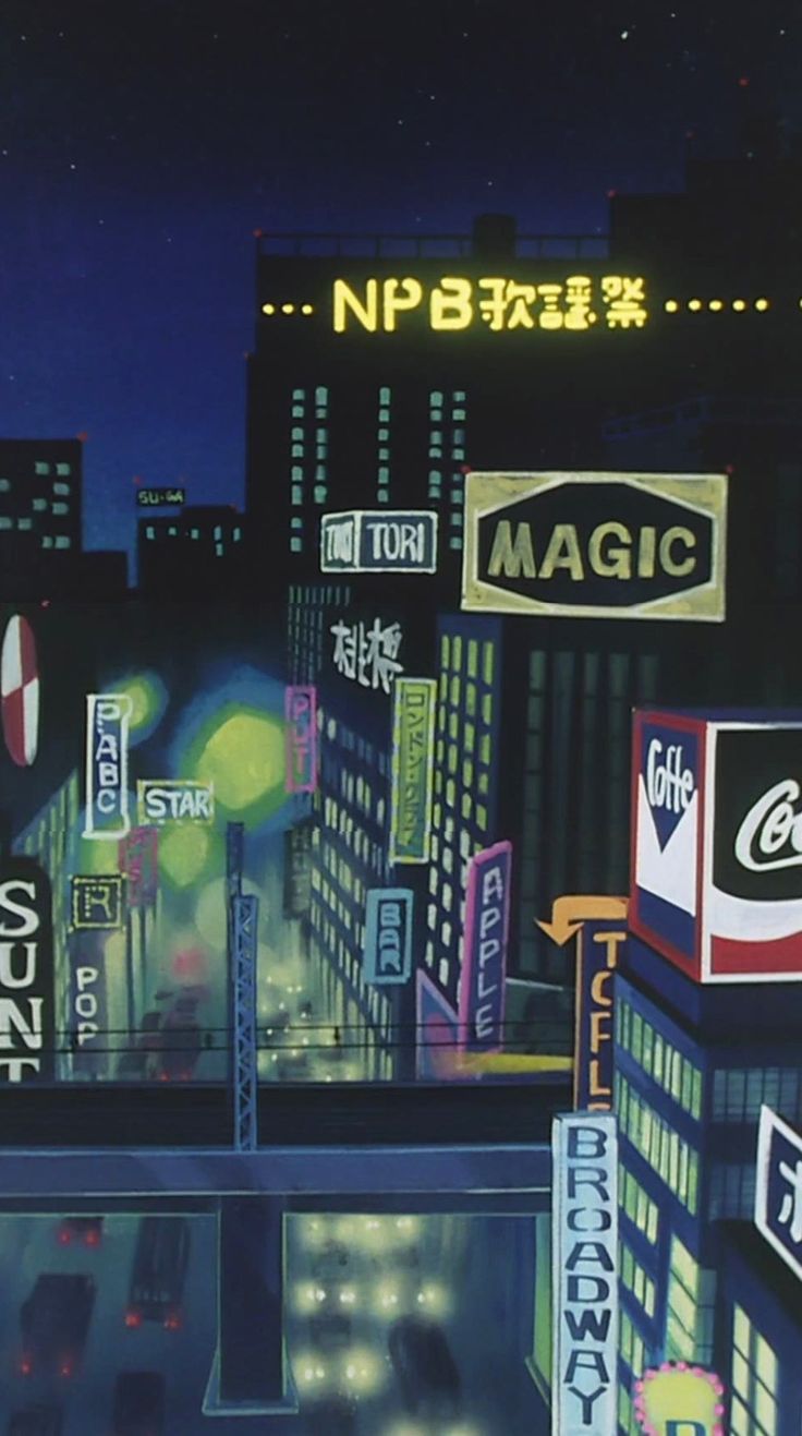 Neon City Scene Wallpaper